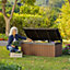 Keter Darwin Wood effect Composite 5x2 Garden storage bench box 380L