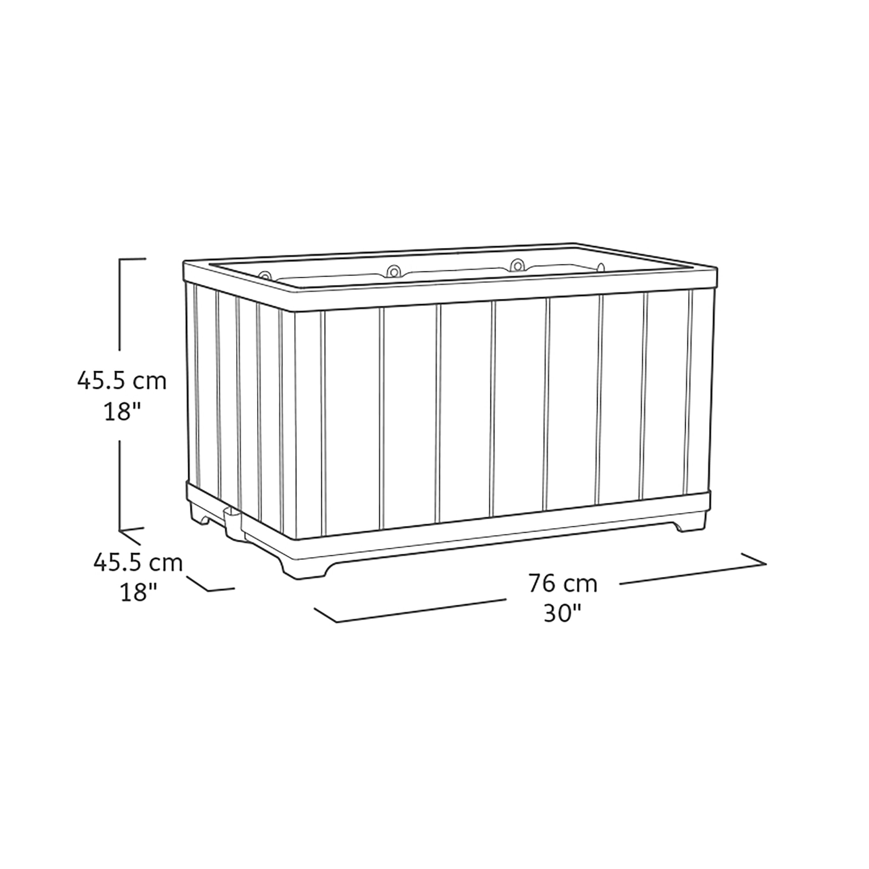 Keter Deco Rectangular Resin Planter 110L (W)76cm- Ashwood