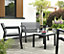 Keter Emily Graphite grey Rattan effect 4 seater Garden furniture set