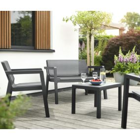 Keter Emily Graphite grey Rattan effect 4 seater Garden furniture set