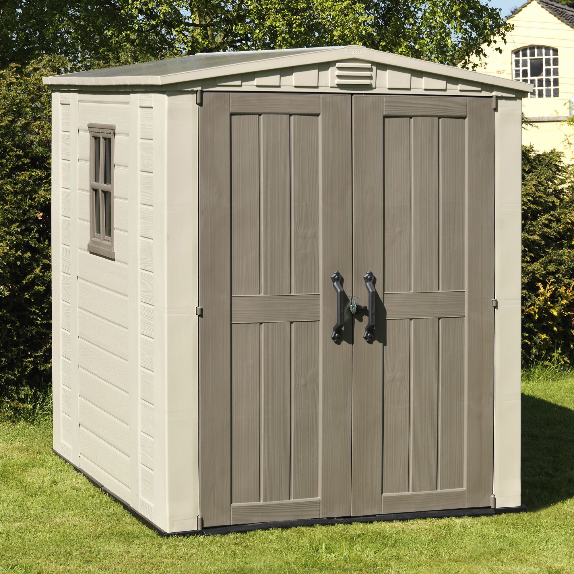 Keter Factor 6x6 ft Apex Beige Plastic 2 door Shed with floor | DIY at Bu0026Q