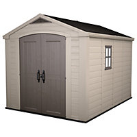 Keter Factor 8x11 Apex Anti UV treated Beige Shed with floor (Base included) - Partial assembly required