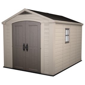 Keter Factor 8x11 Apex Anti UV treated Beige Shed with floor (Base included) - Partial assembly required