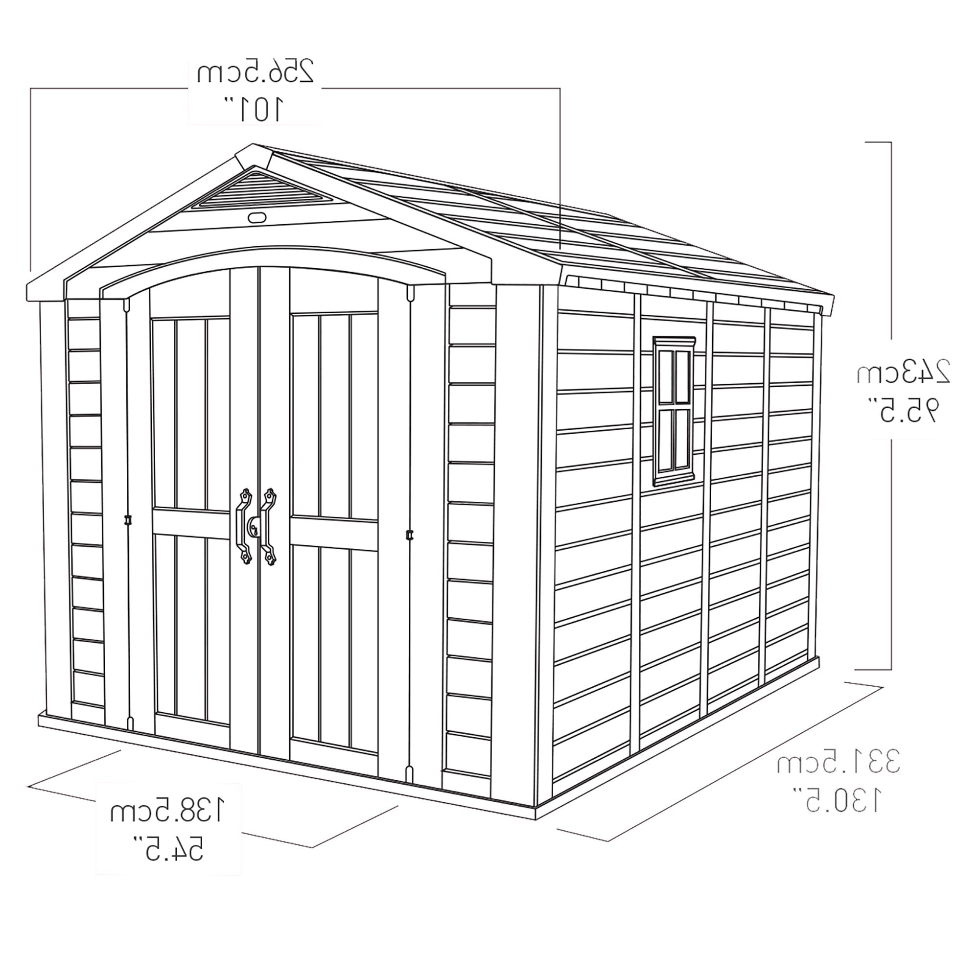 Keter Factor 8x11 ft Apex Beige Plastic 2 door Shed with floor & 1 window