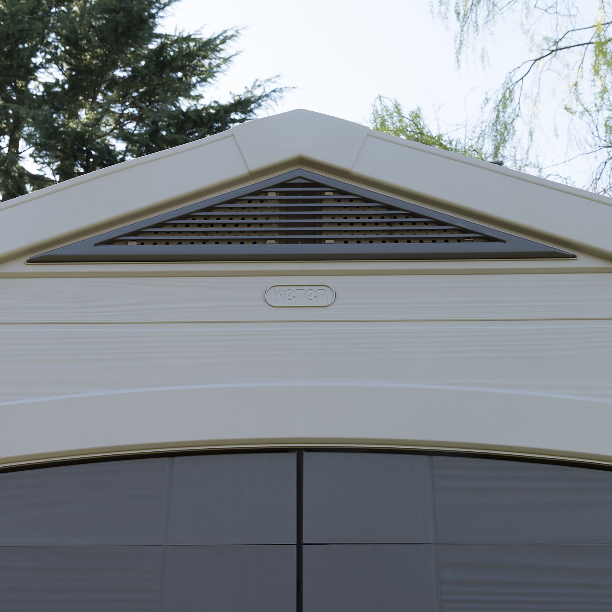 Keter Factor 8x11 ft Apex Beige Plastic 2 door Shed with floor & 1 window