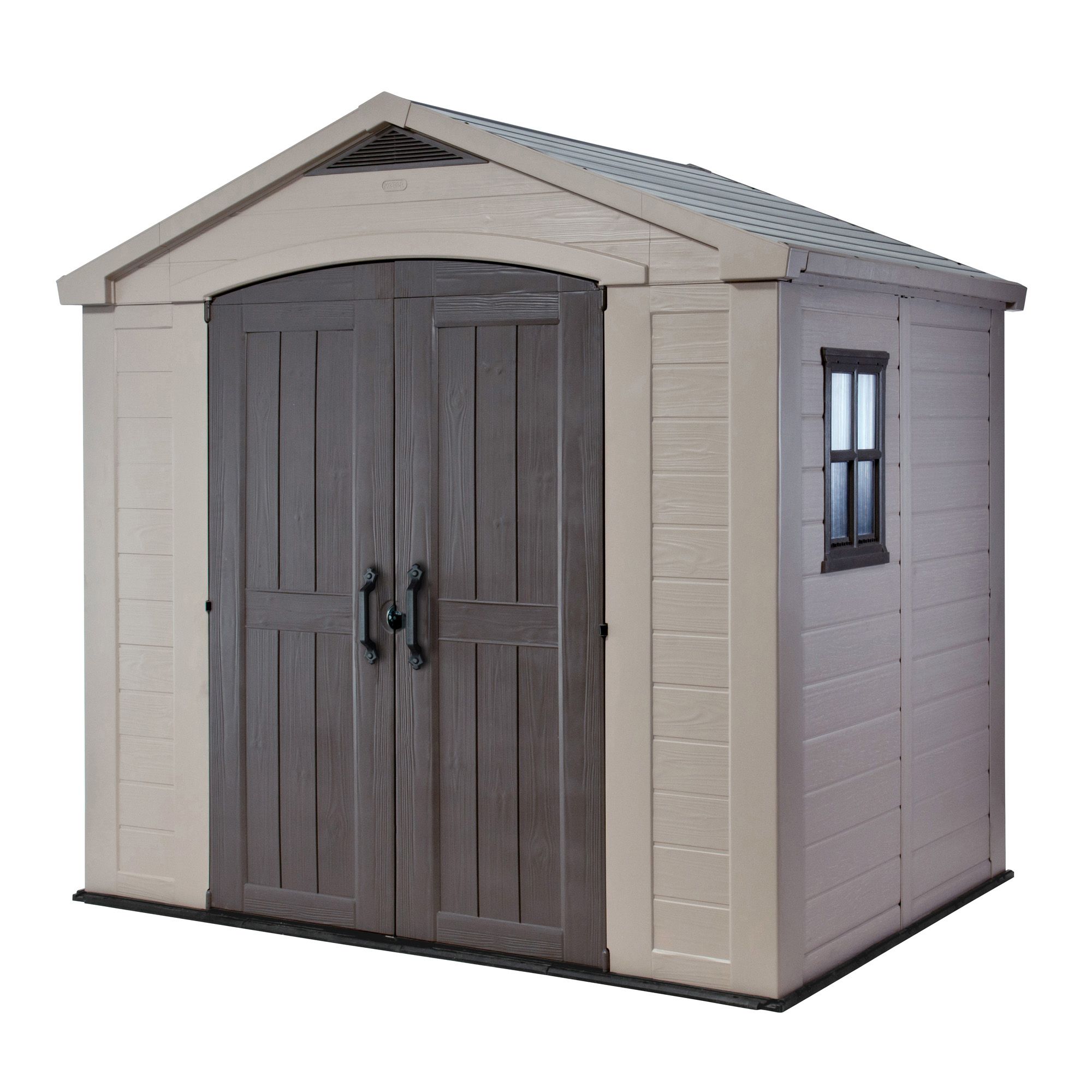 Keter Factor 8x6 ft Apex Beige Plastic 2 door Shed with floor & 1 window