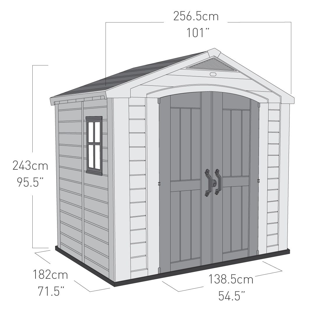 Keter Factor 8x6 ft Apex Beige Plastic 2 door Shed with floor & 1 window