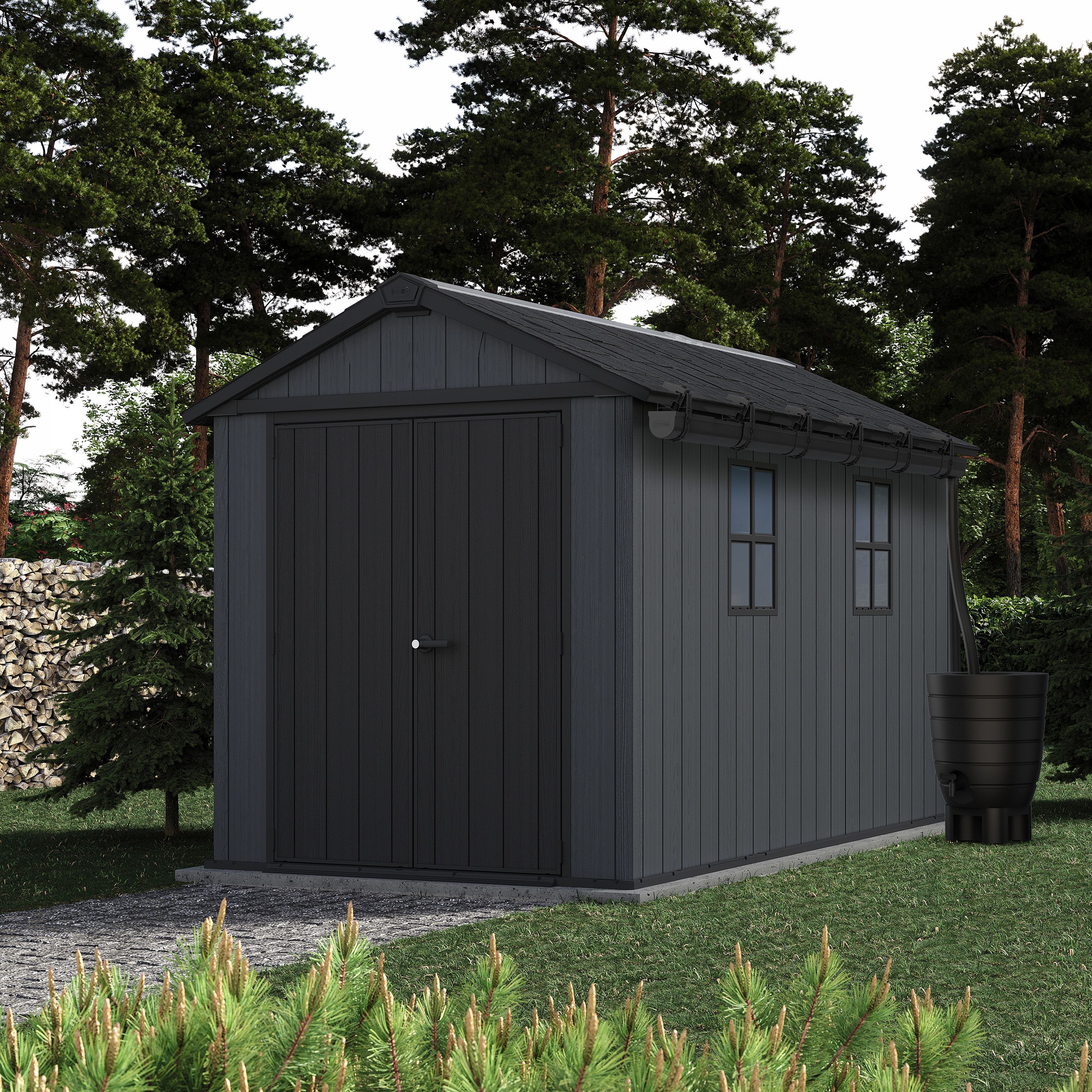 Keter Graphite Plastic Guttering pack (L)3.4m with x1 Roof gutter ...