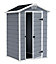 Keter Manor 4x3 ft Apex Grey Plastic Shed (Base included)