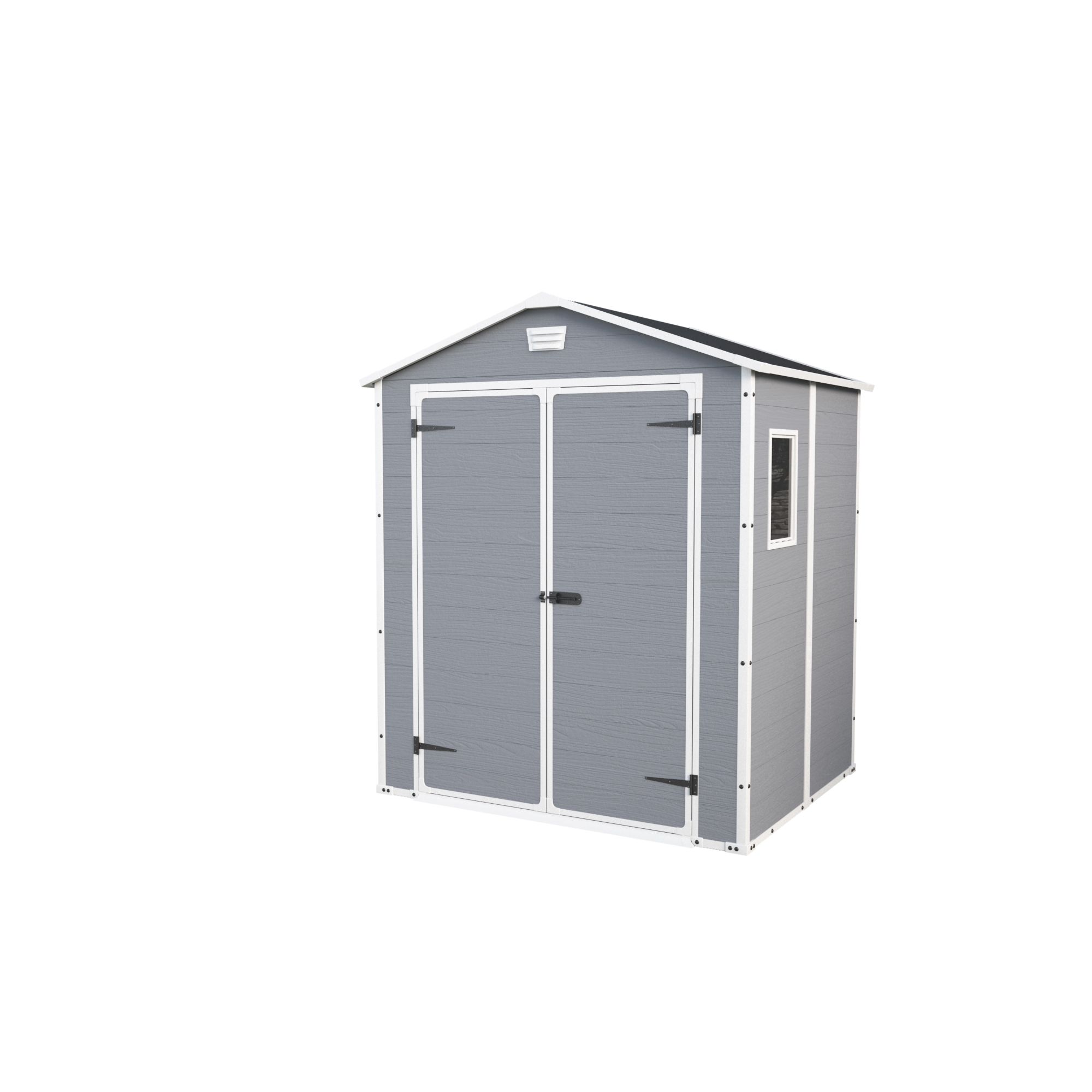 Keter Manor 6x5 ft Apex Grey Plastic 2 door Shed with floor (Base included)