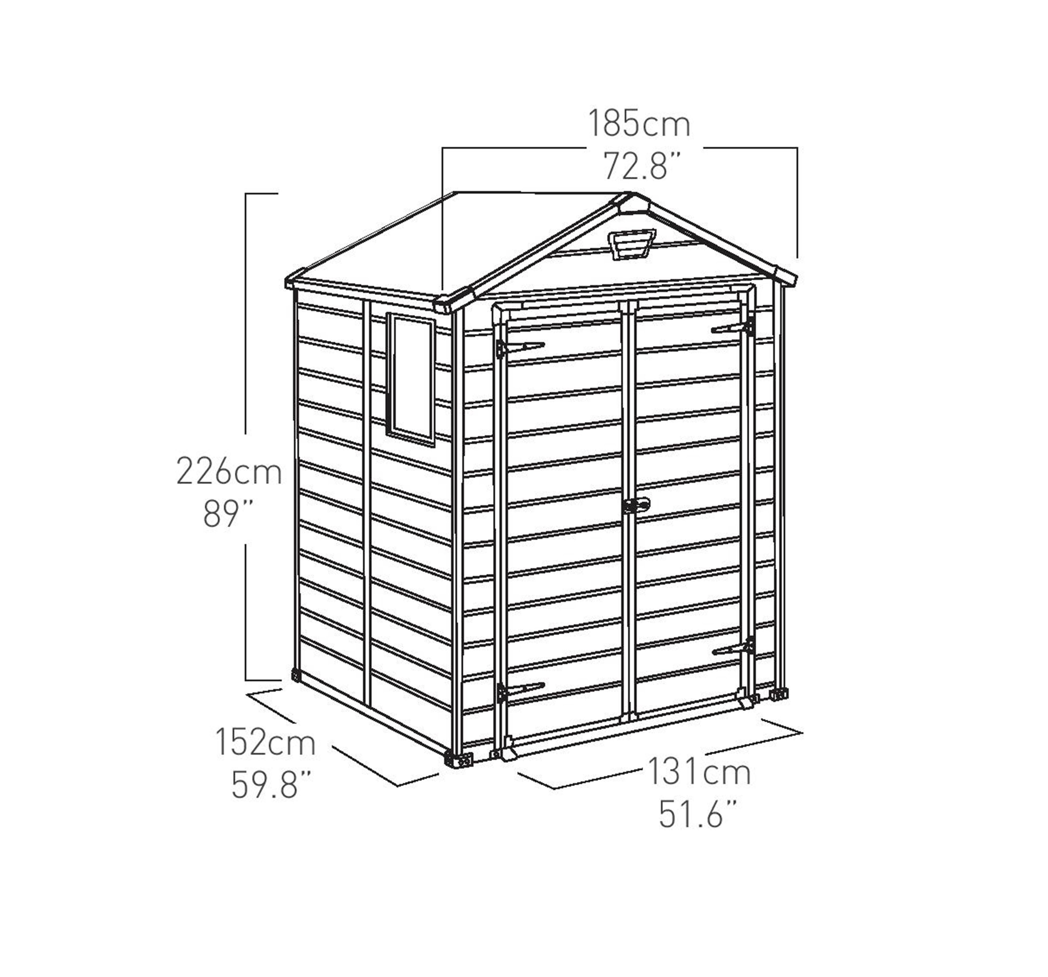 Keter Manor 6x5 ft Apex Grey Plastic 2 door Shed with floor (Base included)