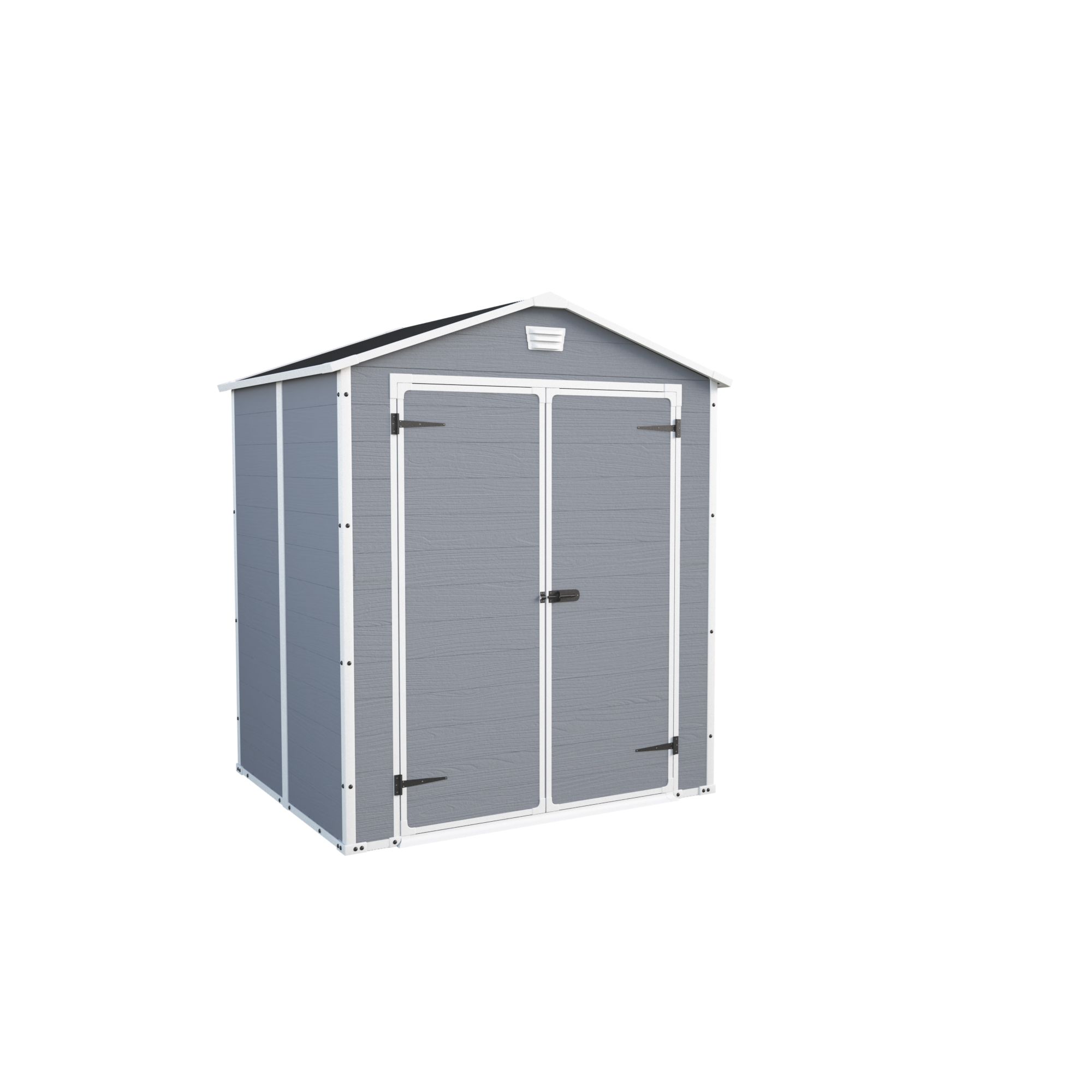 Keter Manor 6x5 ft Apex Grey Plastic 2 door Shed with floor (Base included)