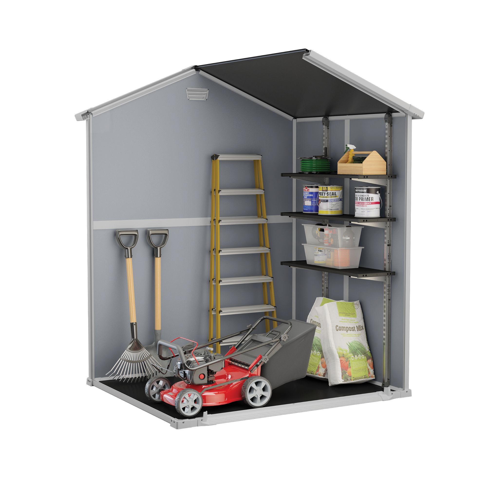 Keter Manor 6x5 ft Apex Grey Plastic 2 door Shed with floor (Base included)