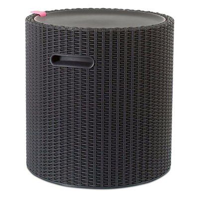 Grey rattan drinks cooler shop table