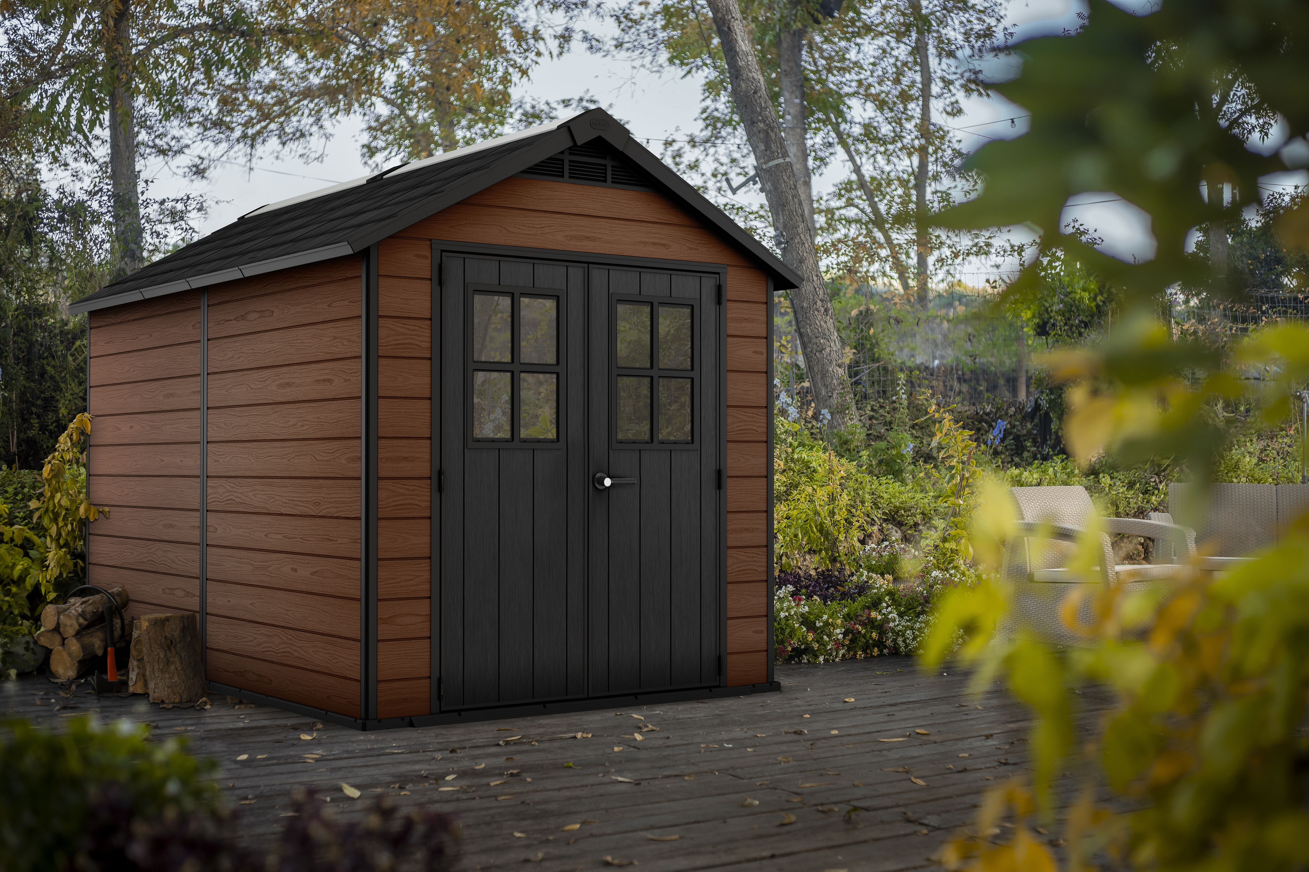 Keter Newton 7x11 ft Apex Composite 2 door Shed with floor & 2 windows