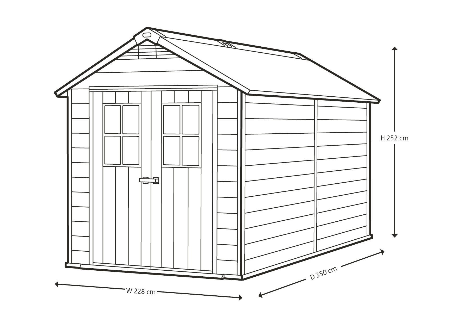Keter Newton 7x11 ft Apex Composite 2 door Shed with floor & 2 windows