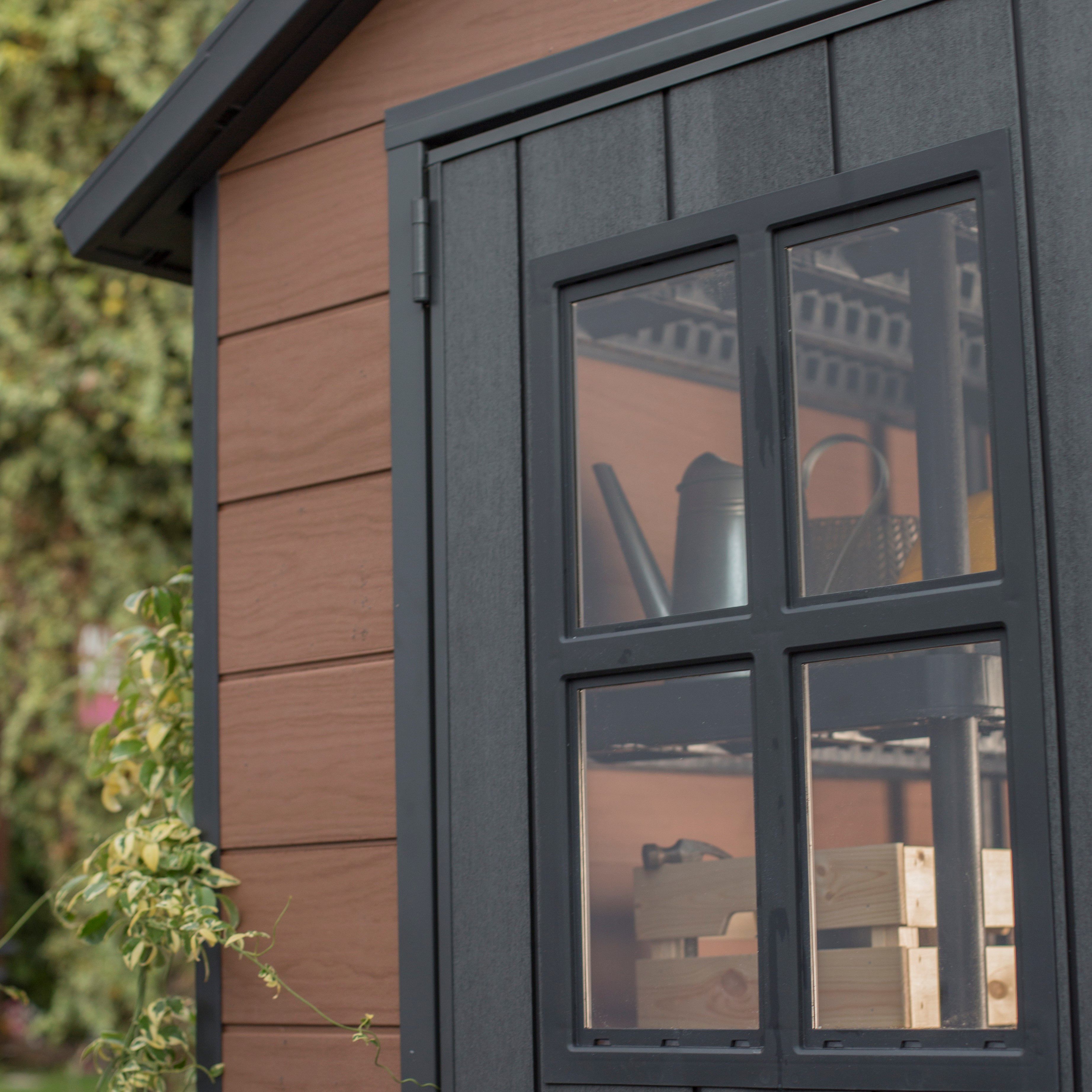 Keter Newton 7x11 ft Apex Composite 2 door Shed with floor & 2 windows
