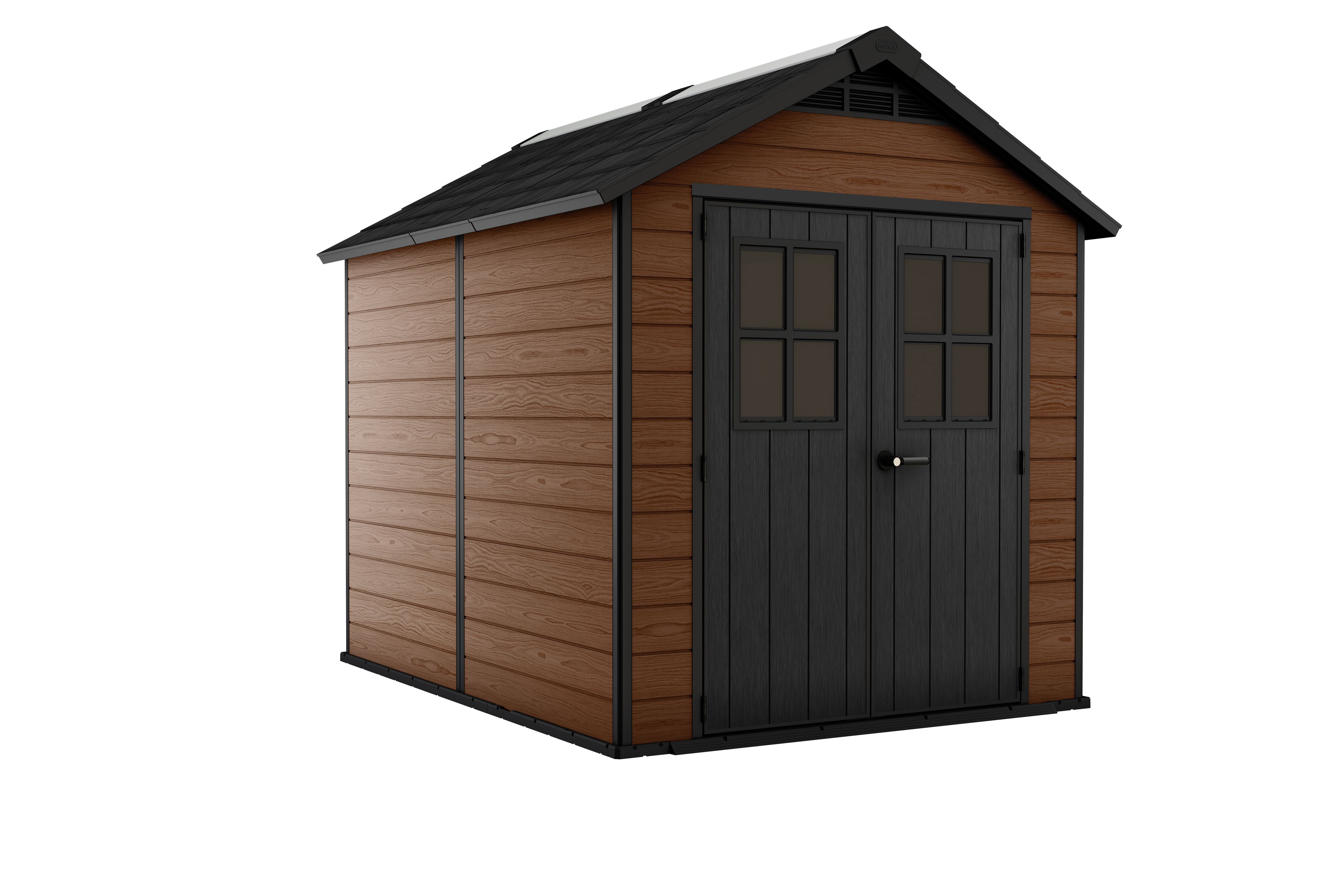 Keter Newton 9x7 ft Apex Tongue & groove Plastic 2 door Shed with floor & 2 windows