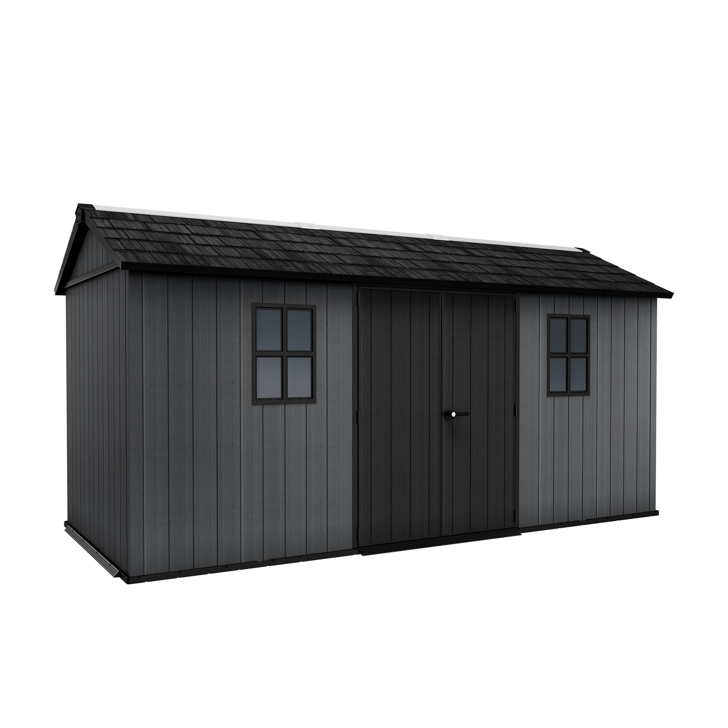 Keter Newton Plus Horizontal 15x7.5 ft Apex Grey Plastic 2 door Shed ...