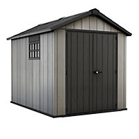 Keter Oakland 7.5x9 Apex Grey Plastic Shed with floor