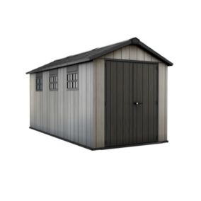 Keter Oakland 7515 Tongue & groove Grey Plastic 2 door Shed & 6 windows (Base included)