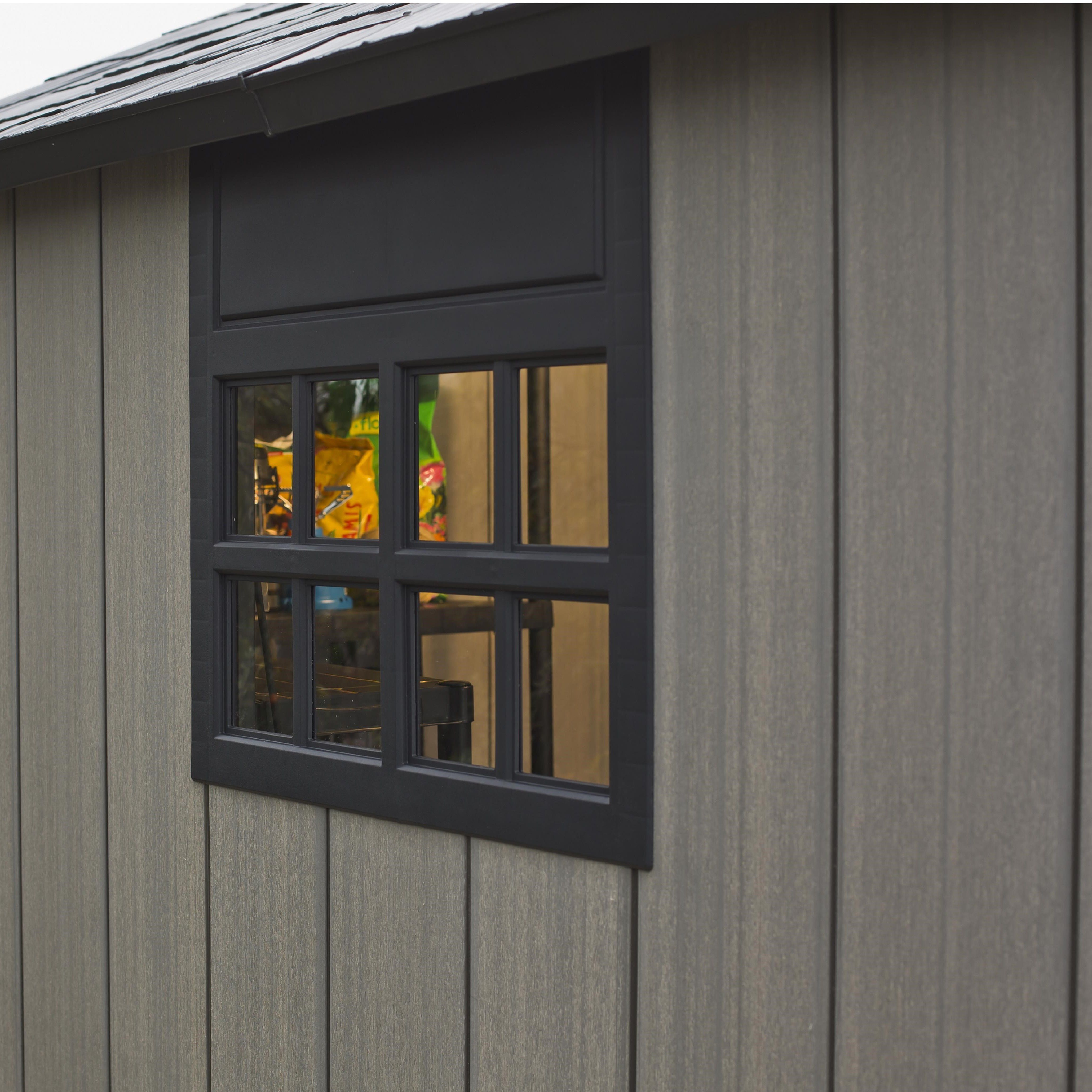 Keter Oakland Apex Grey Plastic 2 door Shed with floor & 2 windows