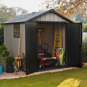 Keter Oakland Apex Grey Plastic 2 door Shed with floor