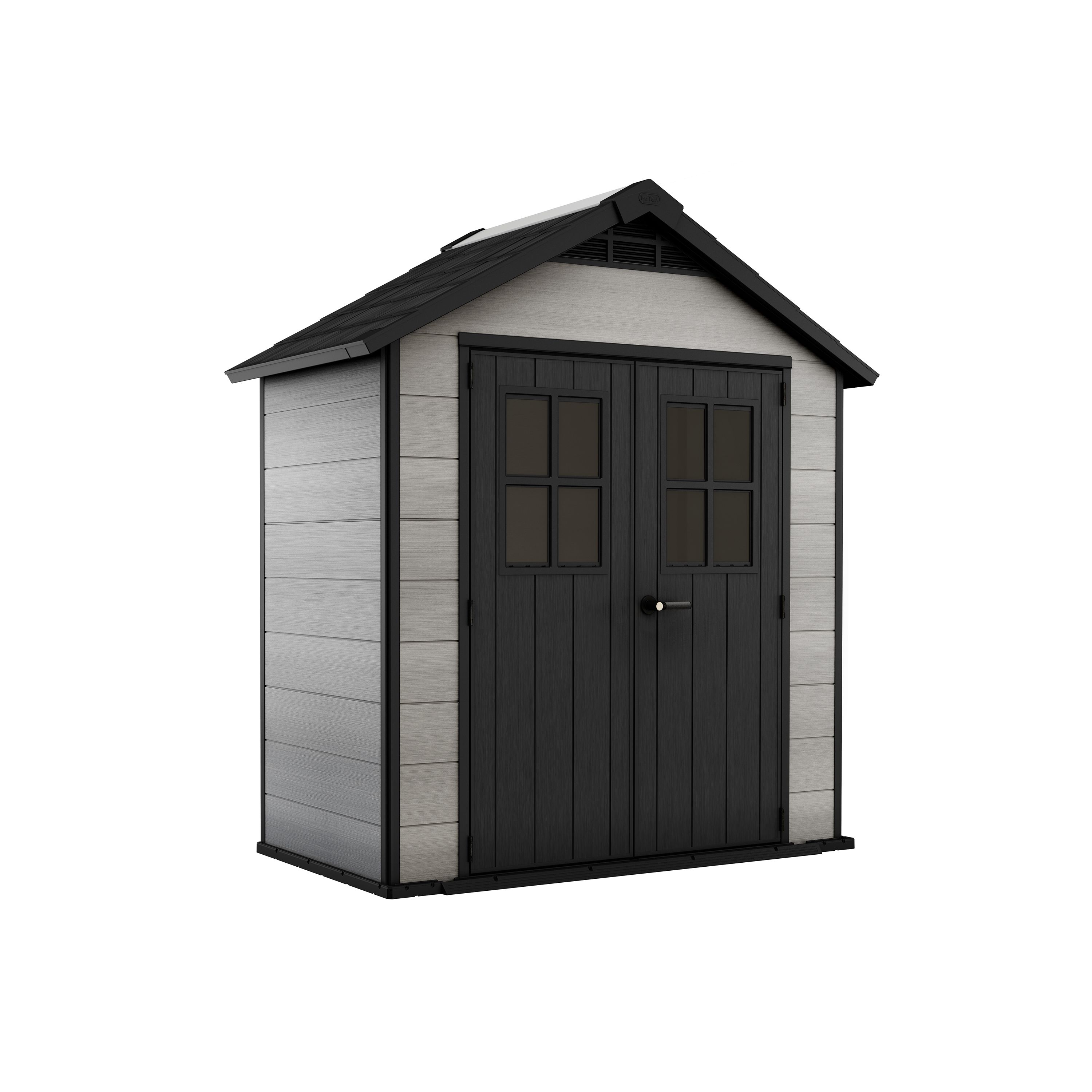 Keter Oakland Grey Plastic 2 door Shed with floor & 2 windows (Base included)