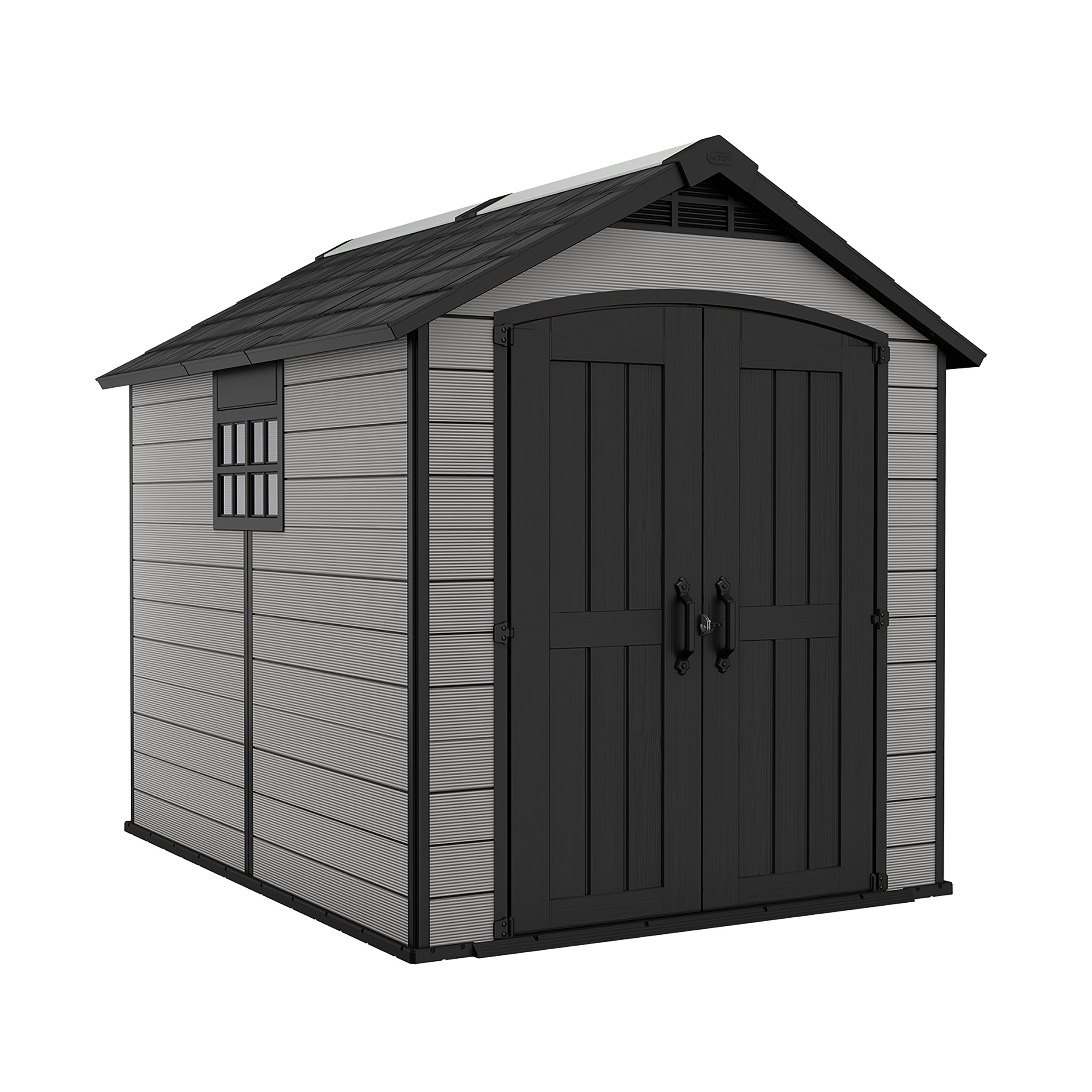 Keter Premier Grey Plastic 2 door Shed with floor & 2 windows (Base included)