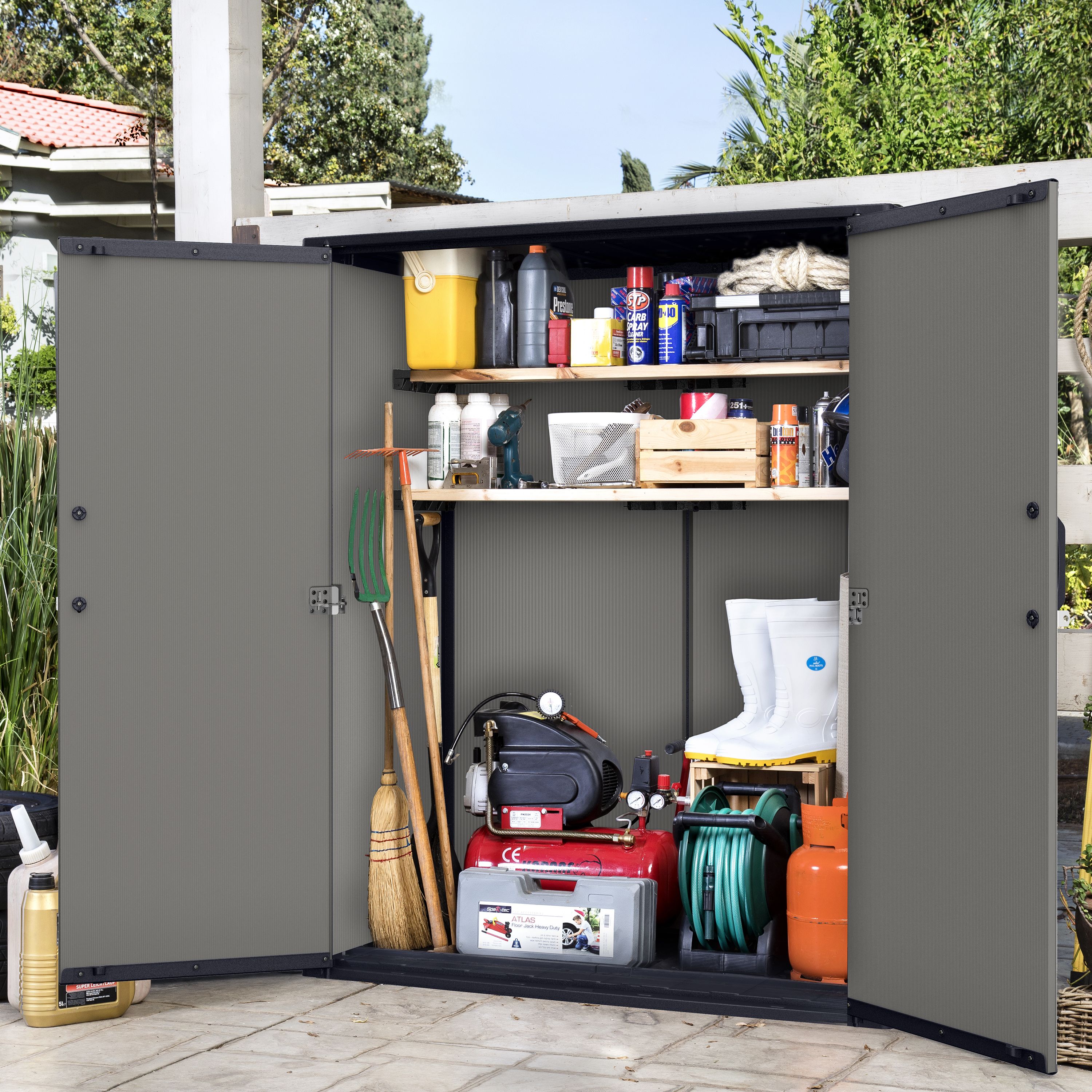 Keter Premier tall 1400L Resin 4x2ft Garden storage - Grey