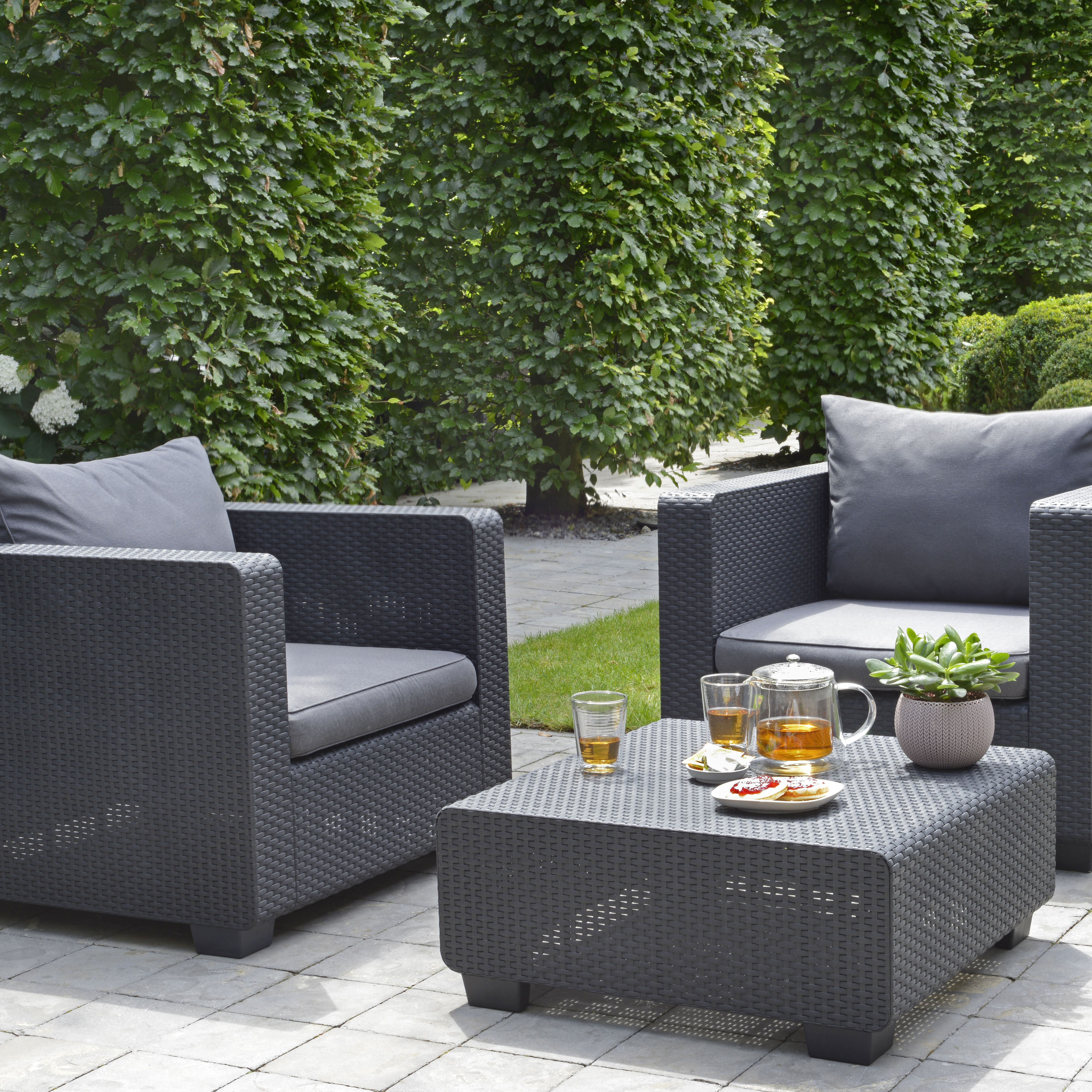 Keter Salta Graphite Rattan effect 2 seater Bistro set