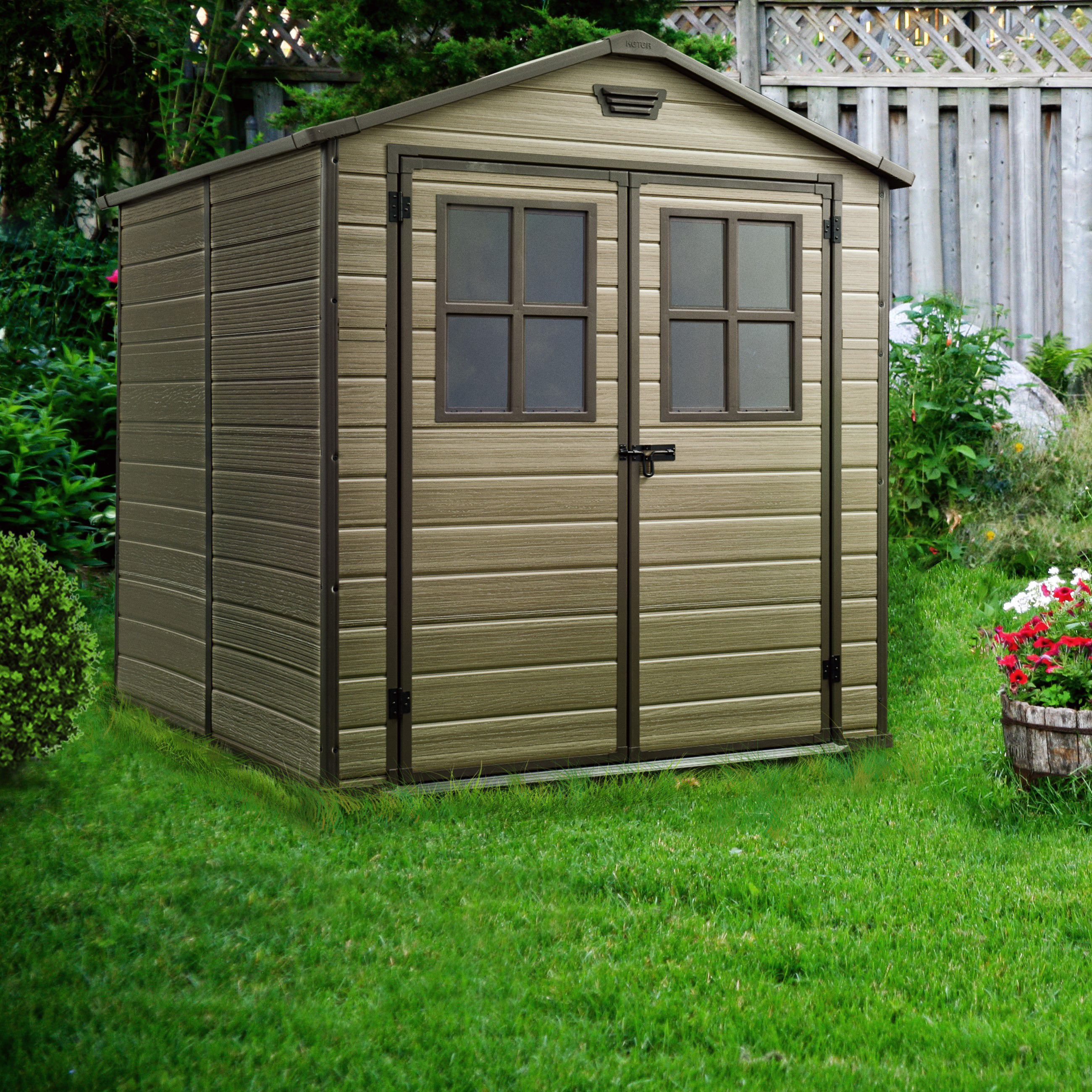 Keter Scala 8x6 ft Apex Plastic 2 door Shed with floor & 2 windows