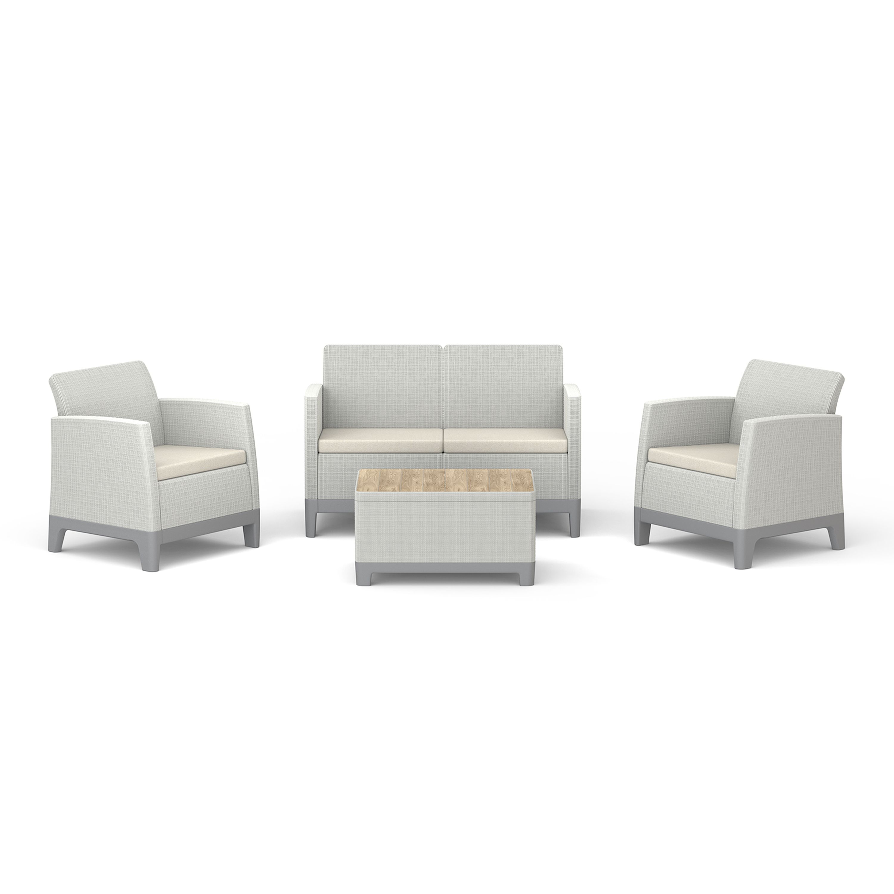 Keter Scandi Pebble Grey 4 seater Coffee set