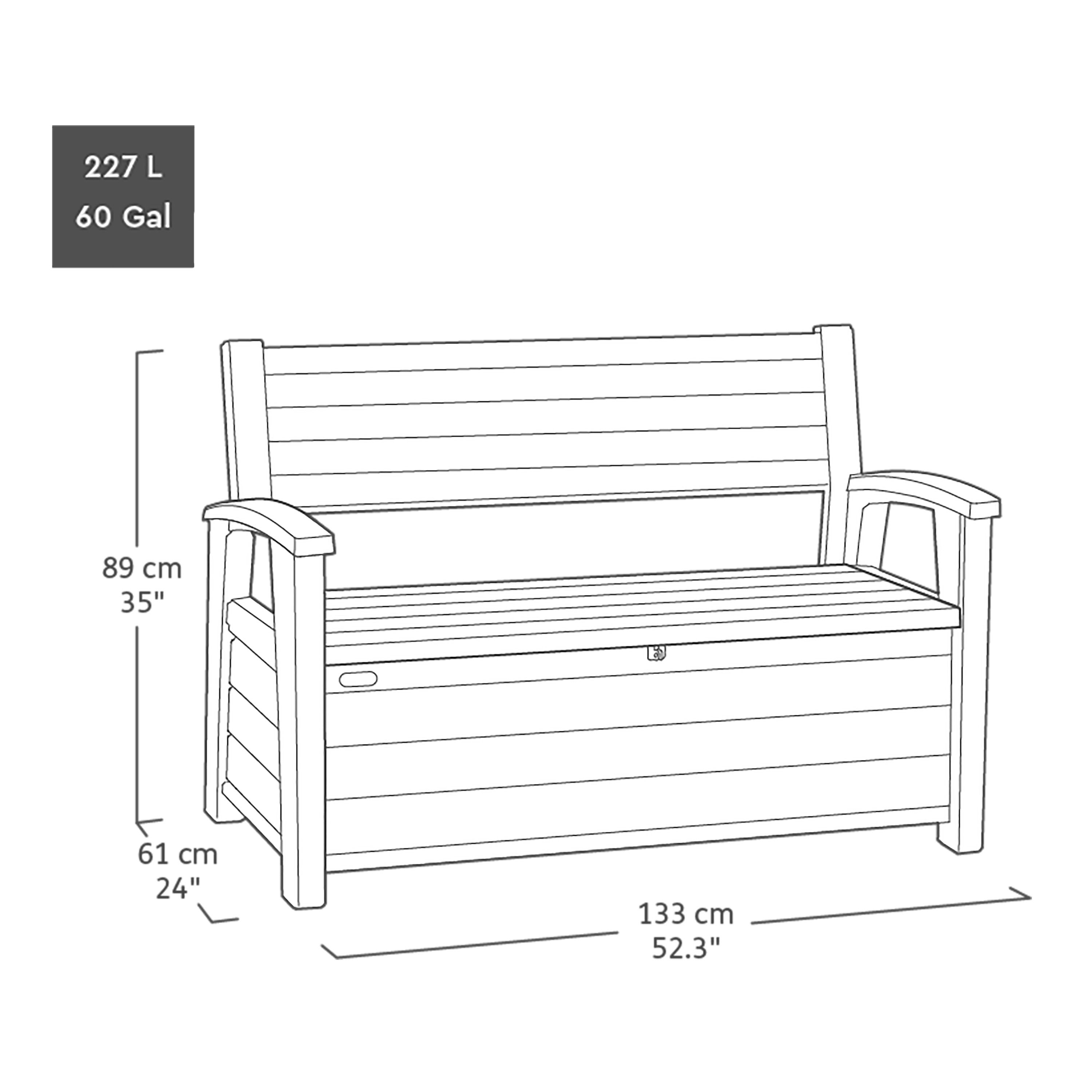 Keter Signature 227L Resin Garden storage bench box - Brown