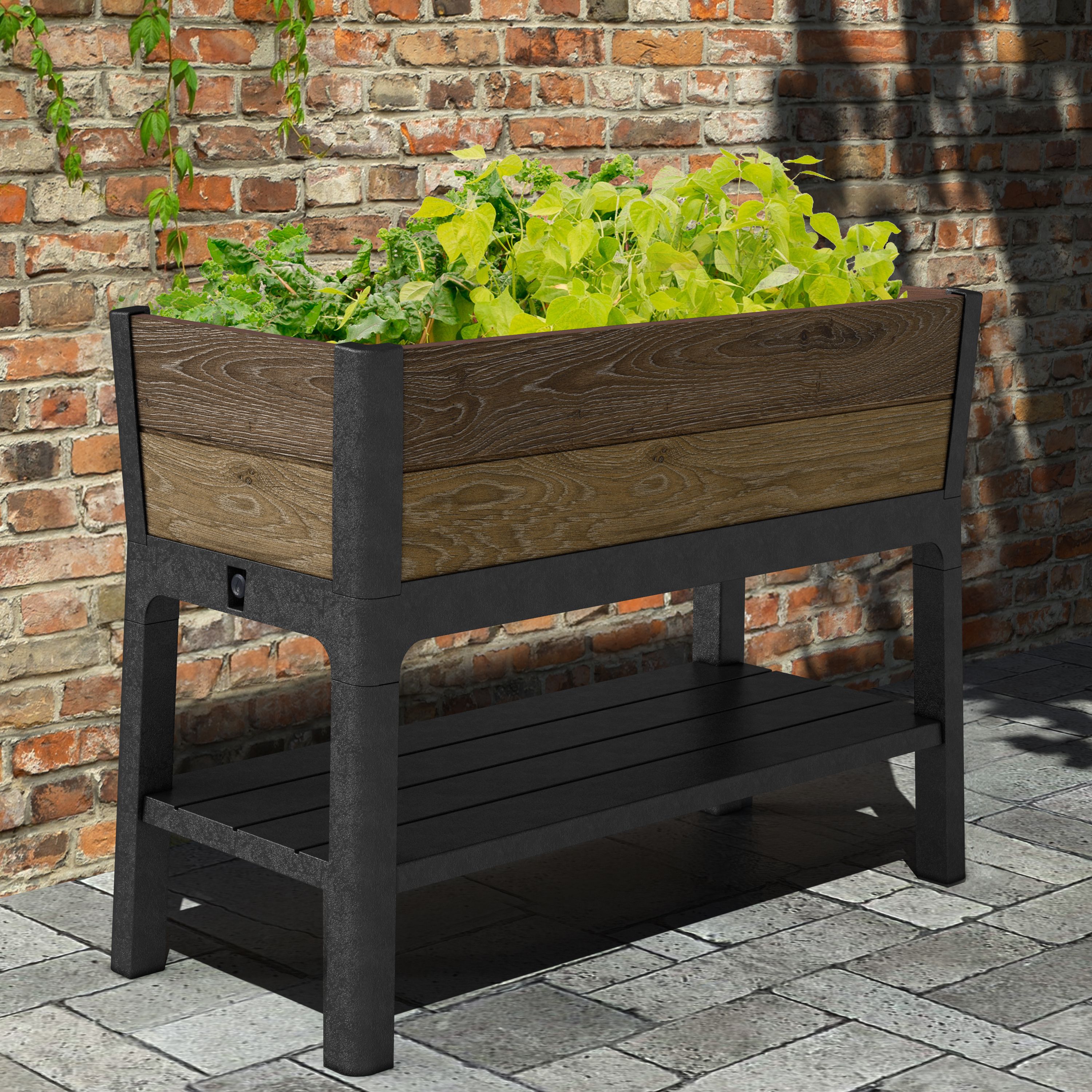 Keter Signature Brown Plastic Rectangular Planter (H)79.8cm (W)113cm (D ...
