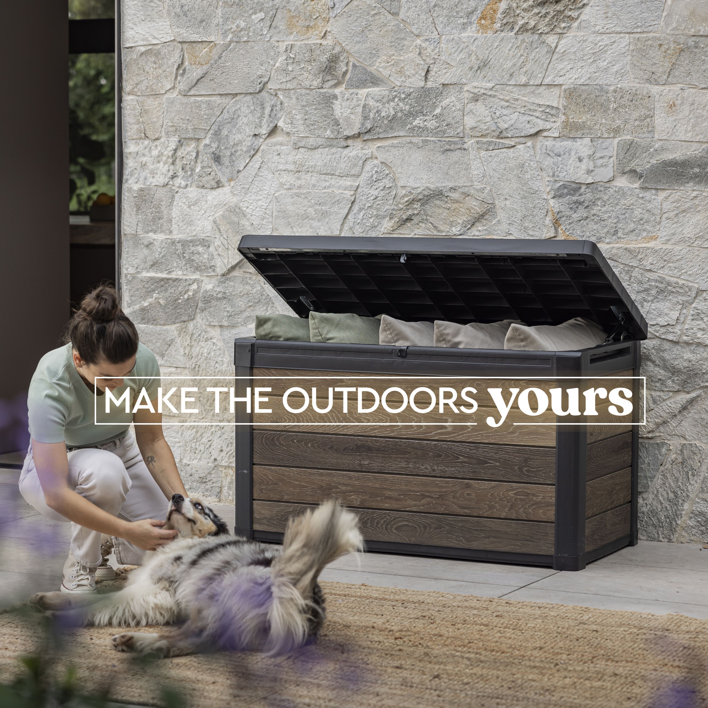 Keter Signature Decocoat Walnut 380L Garden storage box (H)706mm (W)1229mm