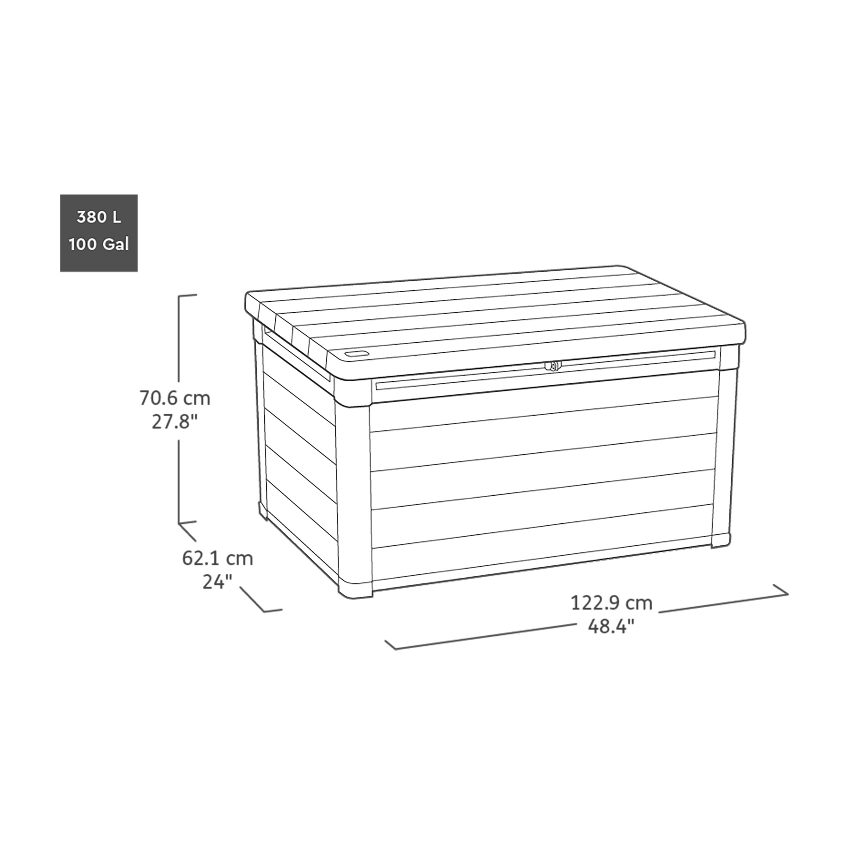 Keter Signature Decocoat Walnut 380L Garden storage box (H)706mm (W)1229mm