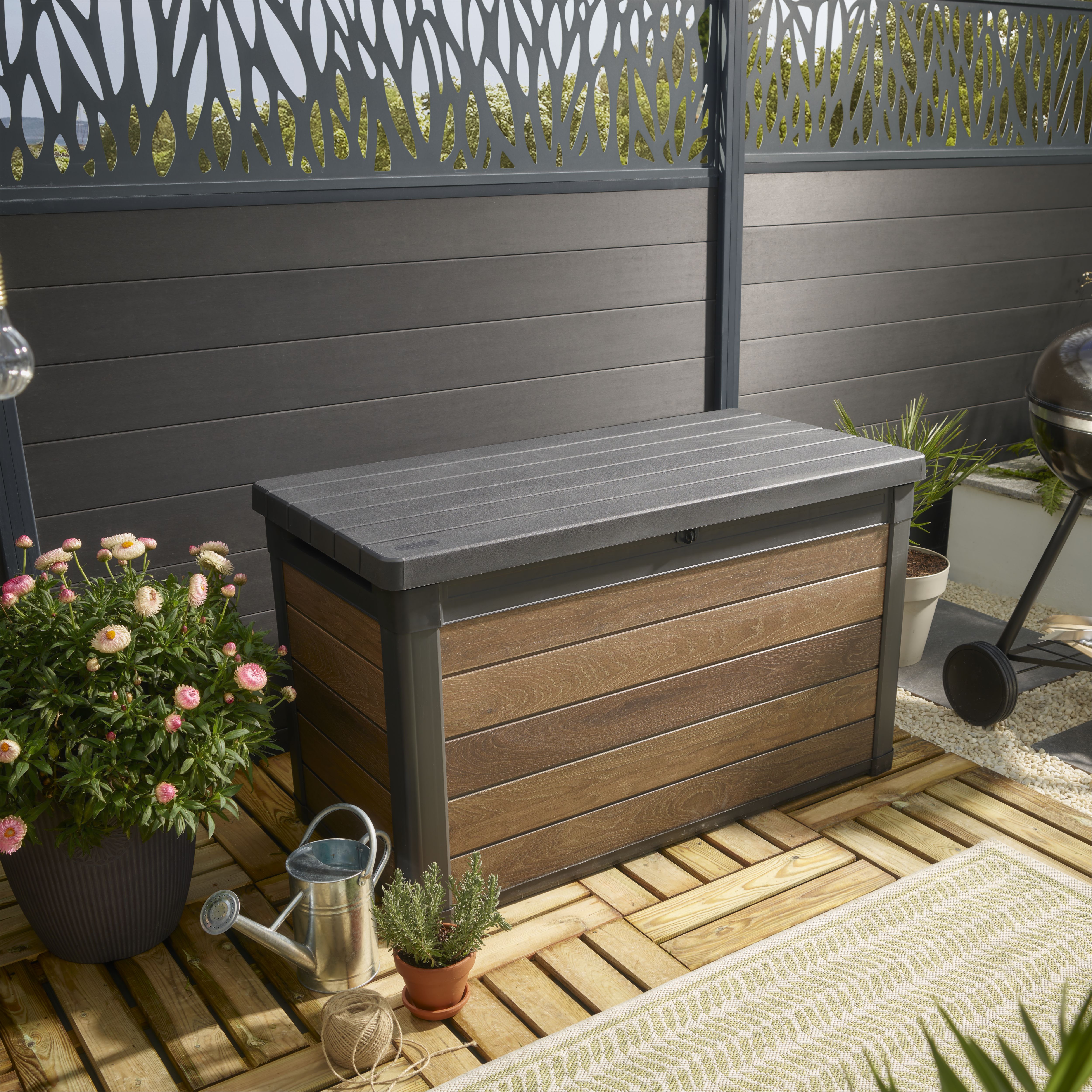 Keter Signature Decocoat Walnut 380L Garden storage box (H)706mm (W)1229mm