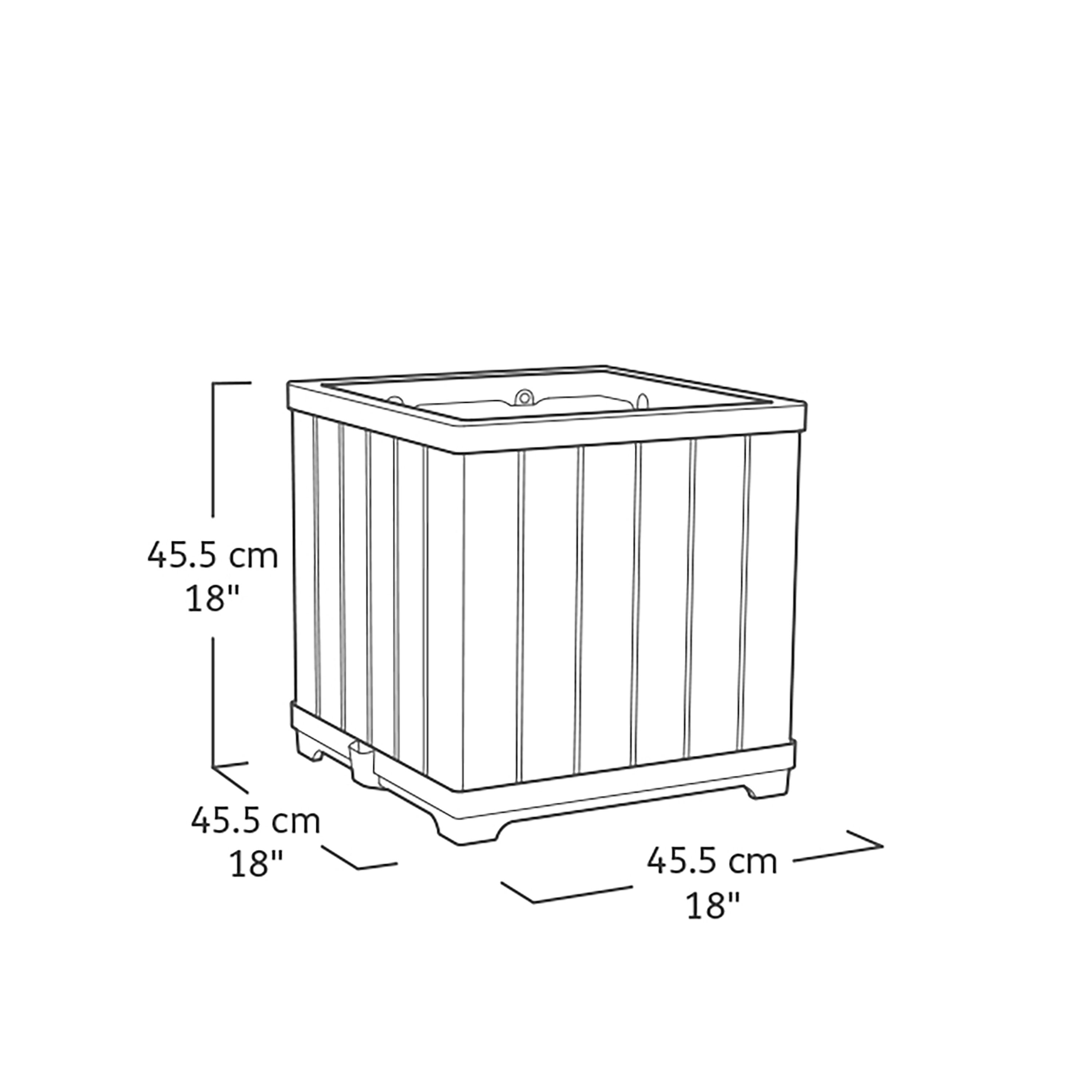 Keter Signature Square Plastic resin Planter 81L - Walnut