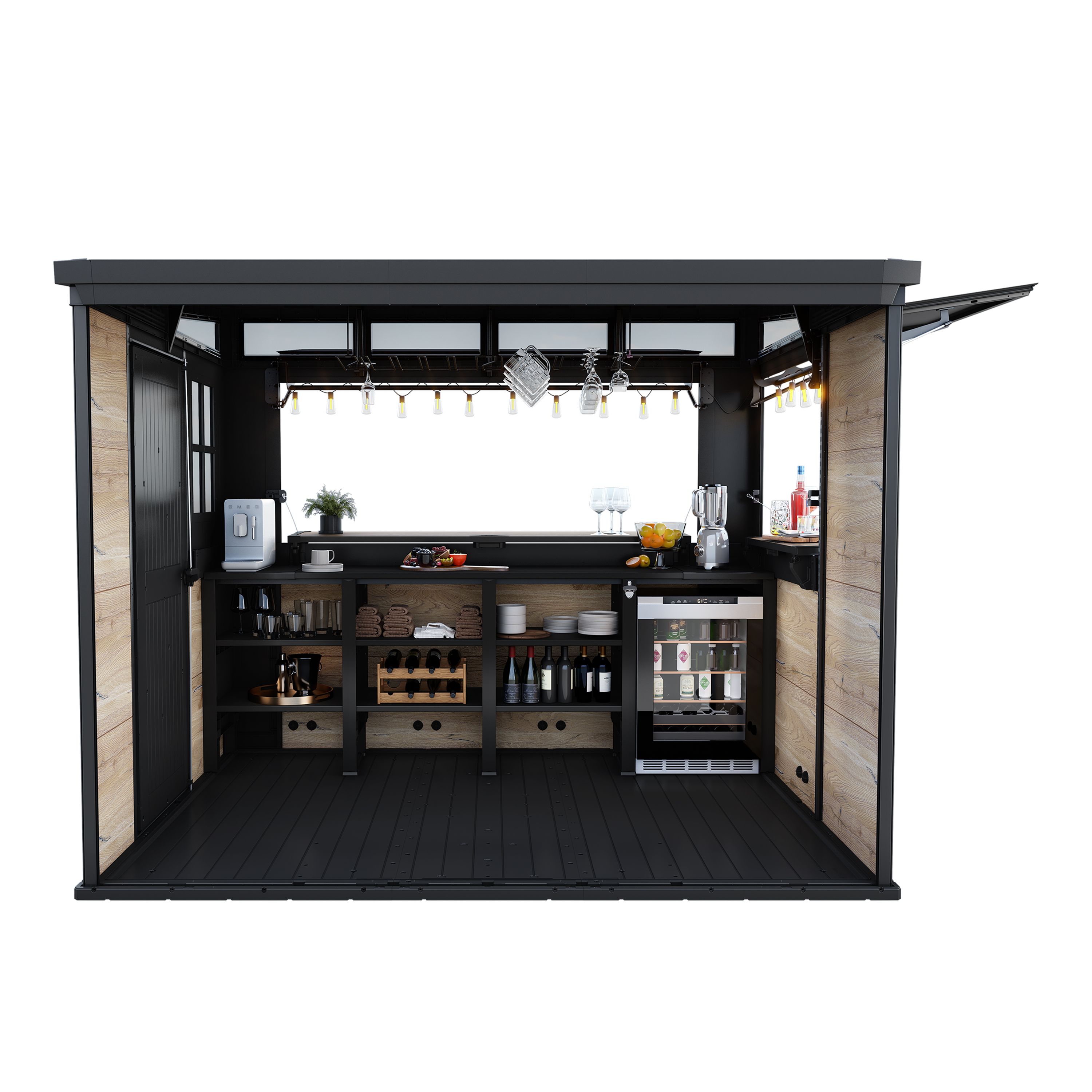 Keter Signature Walnut Collection Resin Walnut Brown Garden bar (H)2.32m (W)2.79m (D)2.1m