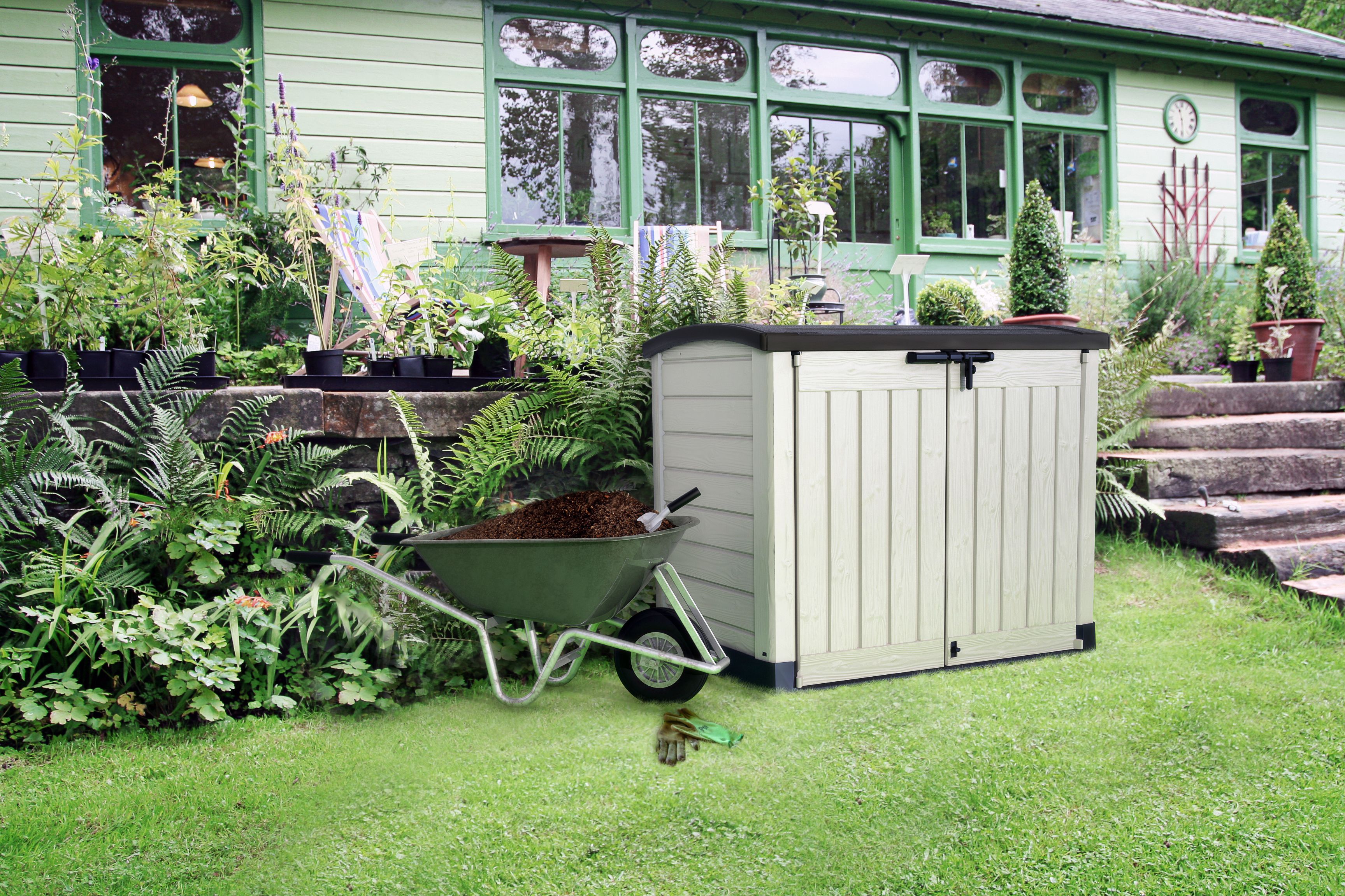 Keter Store-it-out ARC 1200L Plastic Garden storage box - Beige & brown