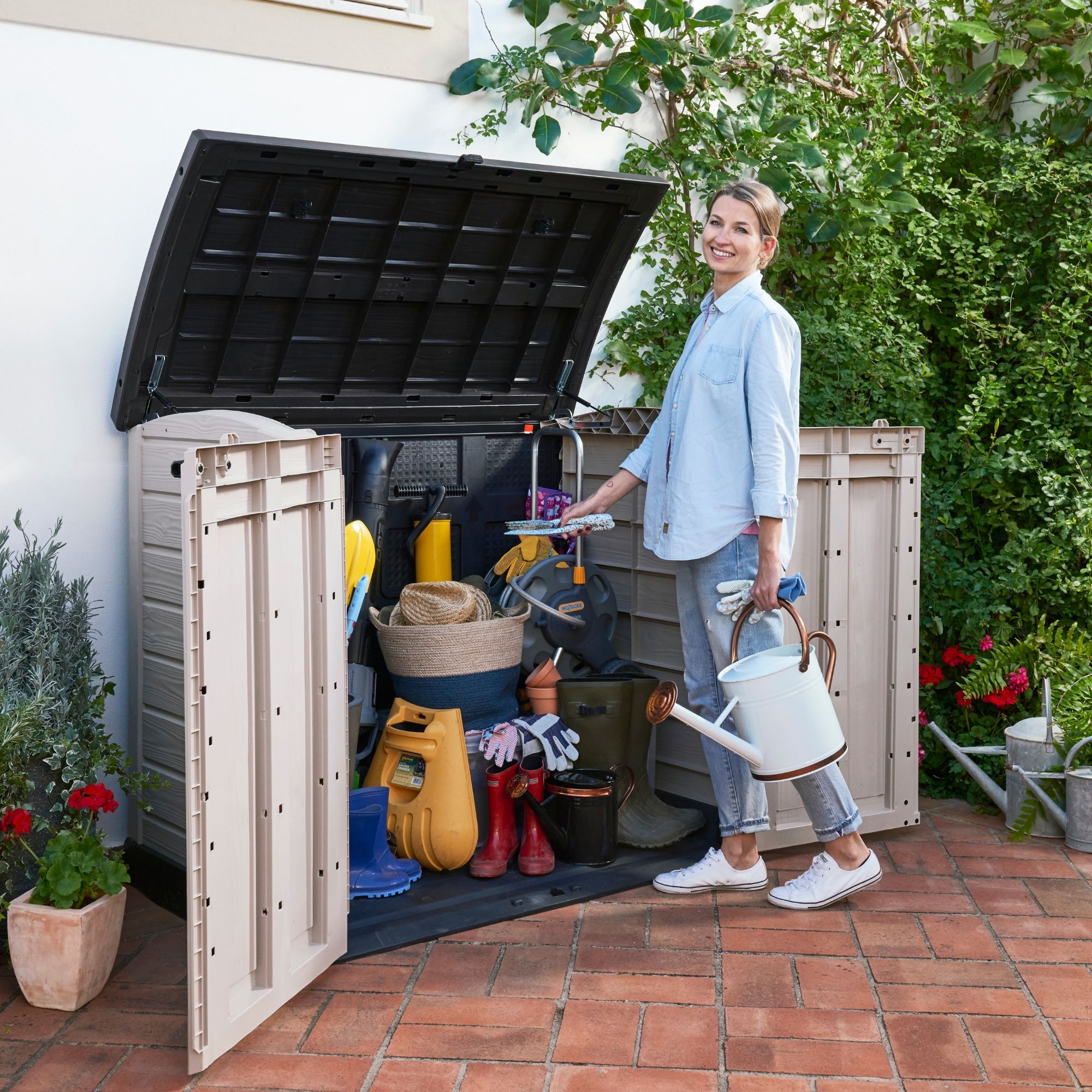 Keter Store It Out Max Grey Wood effect Pent Garden storage 1200L