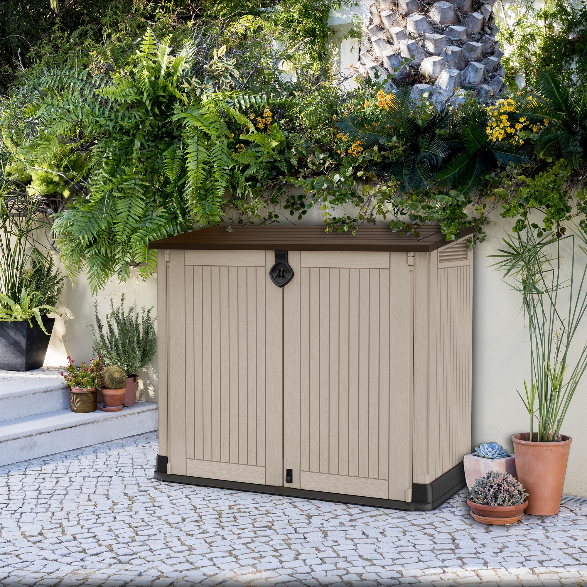 Keter Store It Out Midi Beige & brown 880L Garden storage box (H)1135mm (W)1320mm