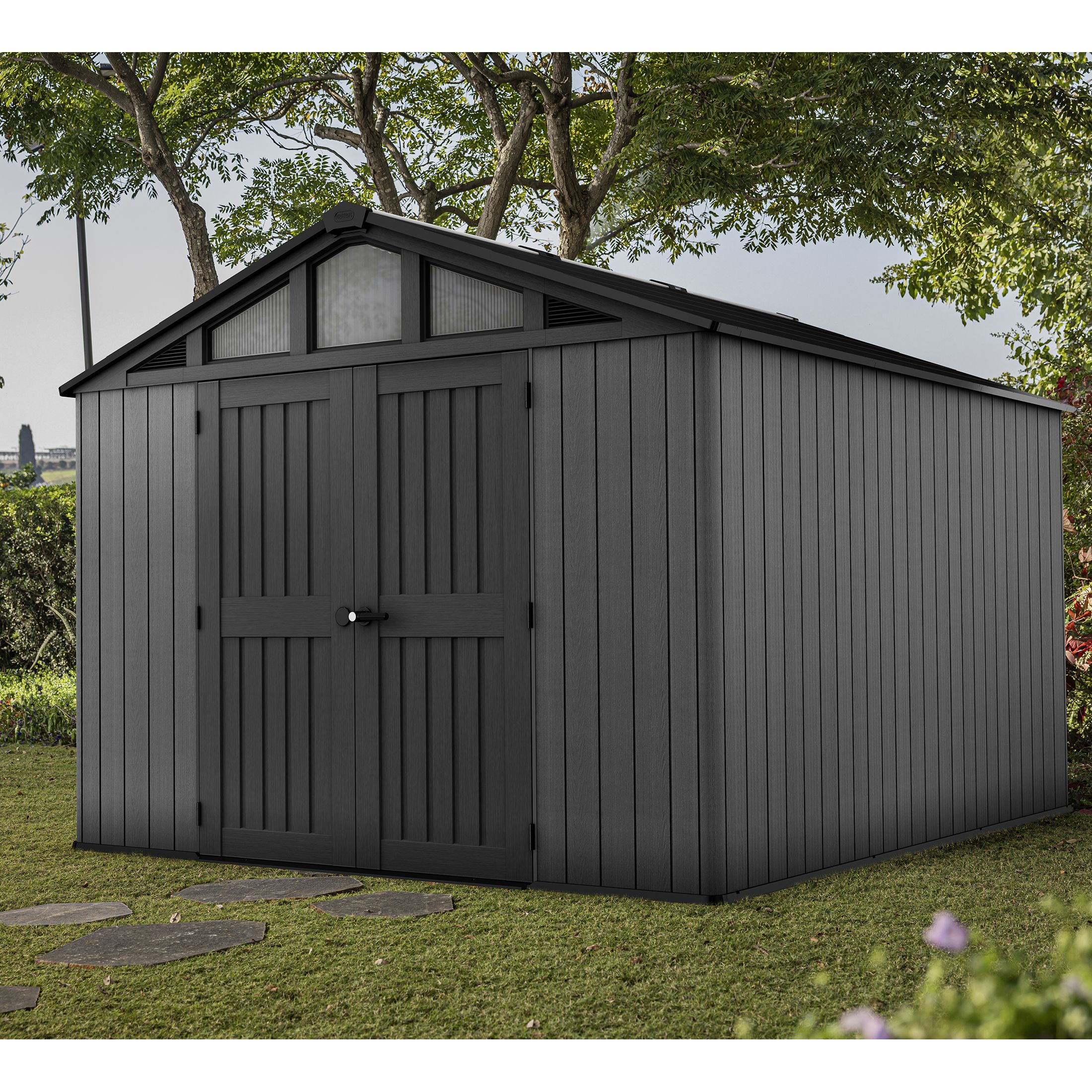 Keter Stronghold 10x11.5 ft Apex Plastic 2 door Shed with floor & 10 ...