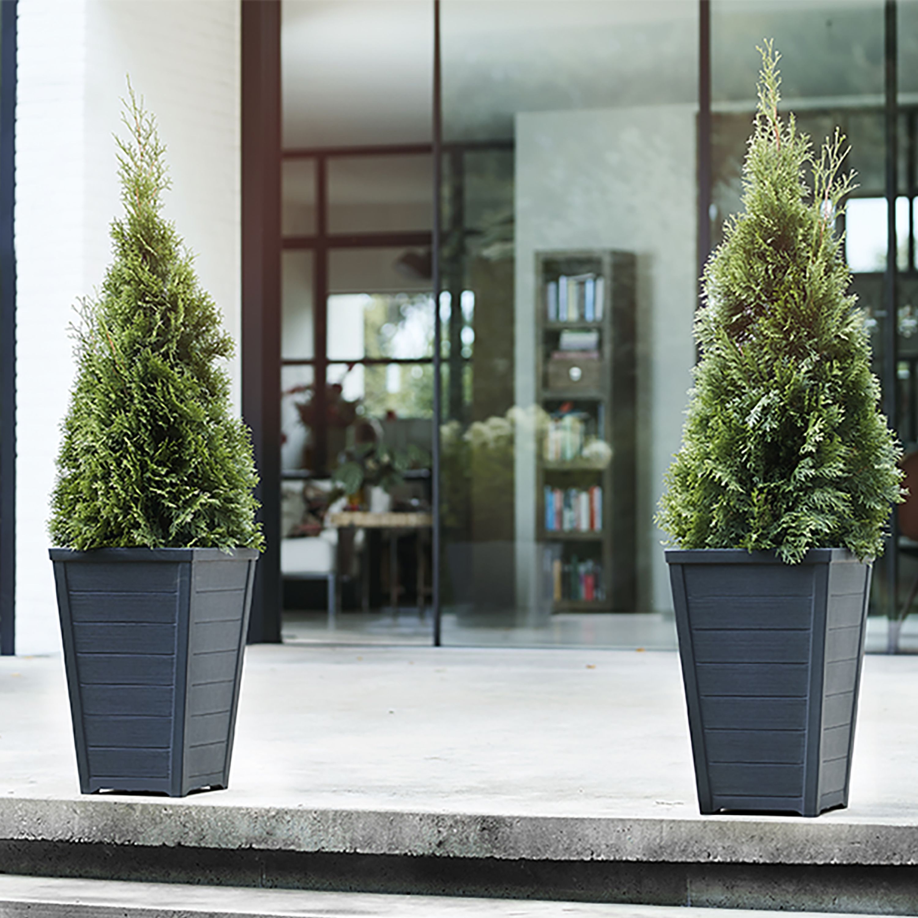 Keter Taper Tall 25L Anthracite Rectangular Planter (H)57cm (W)37cm