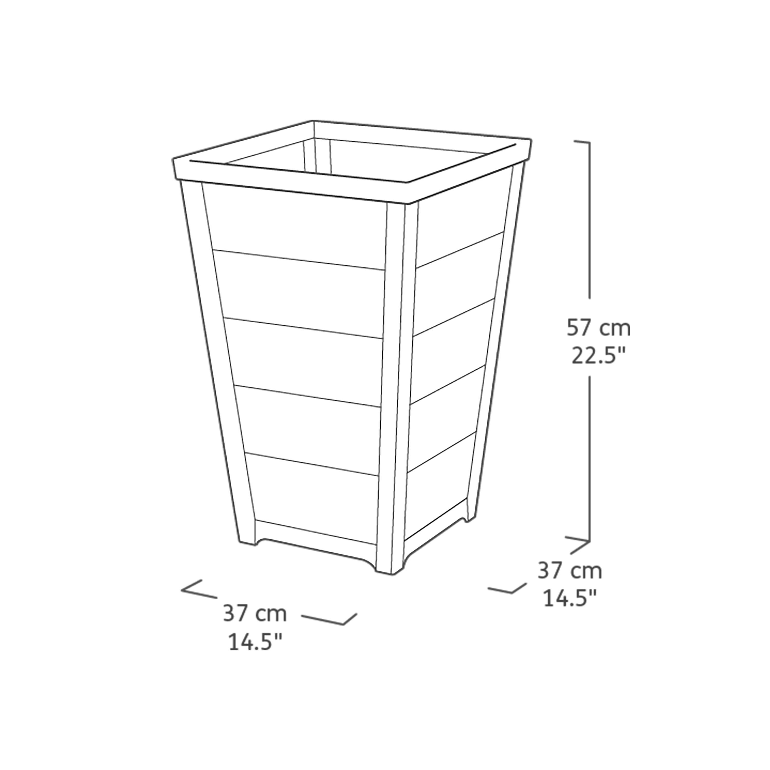 Keter Taper Tall 25L Anthracite Rectangular Planter (H)57cm (W)37cm