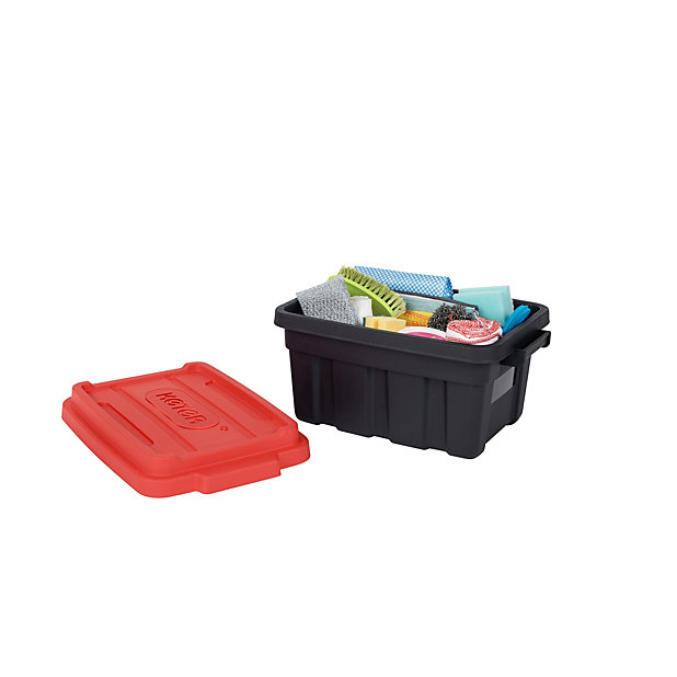 Keter Tuff Tote Black & Red 37L Medium Stackable Storage box with