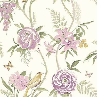 Kew Cream & pink Floral Smooth Wallpaper | DIY at B&Q