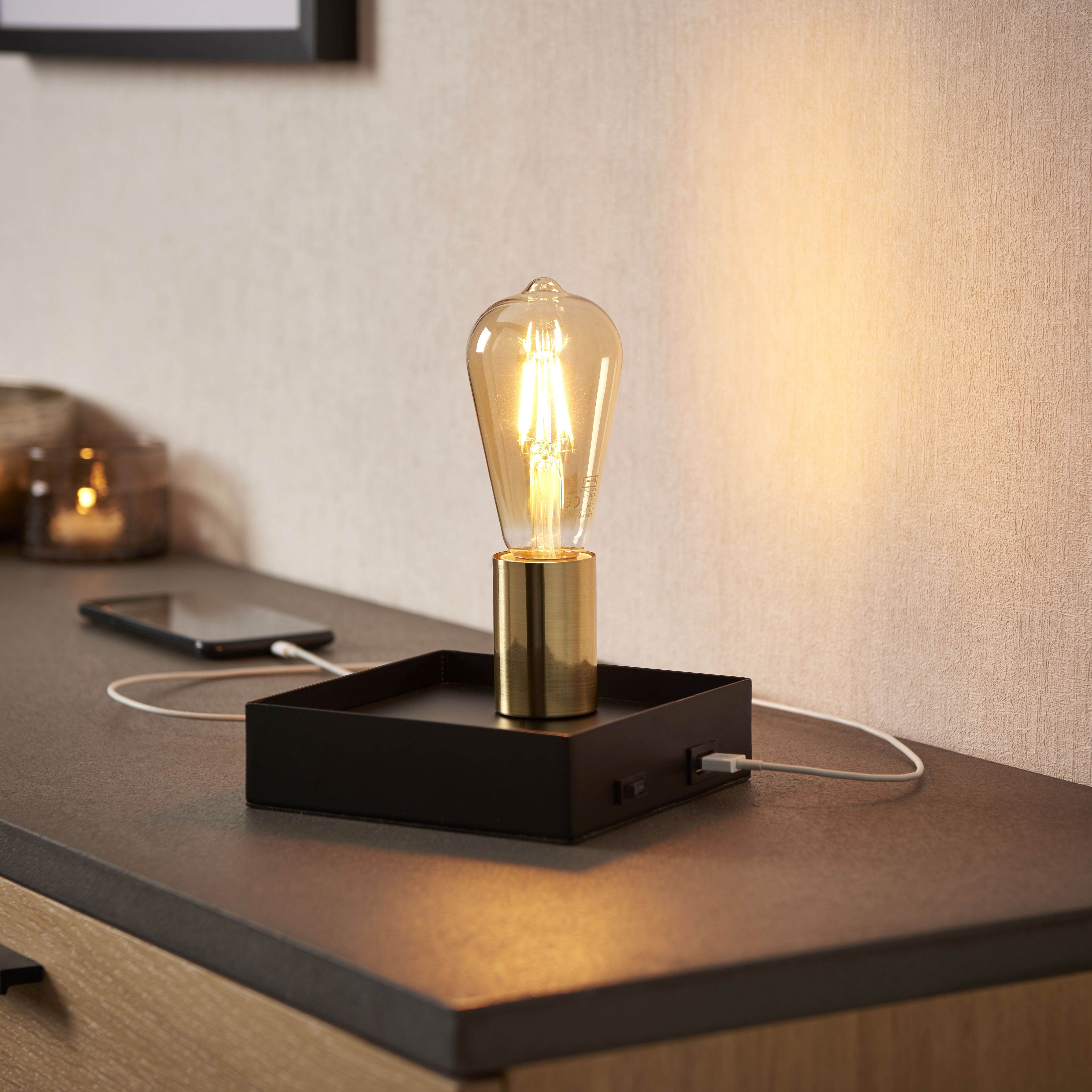 Key Square Matt Black Table lamp