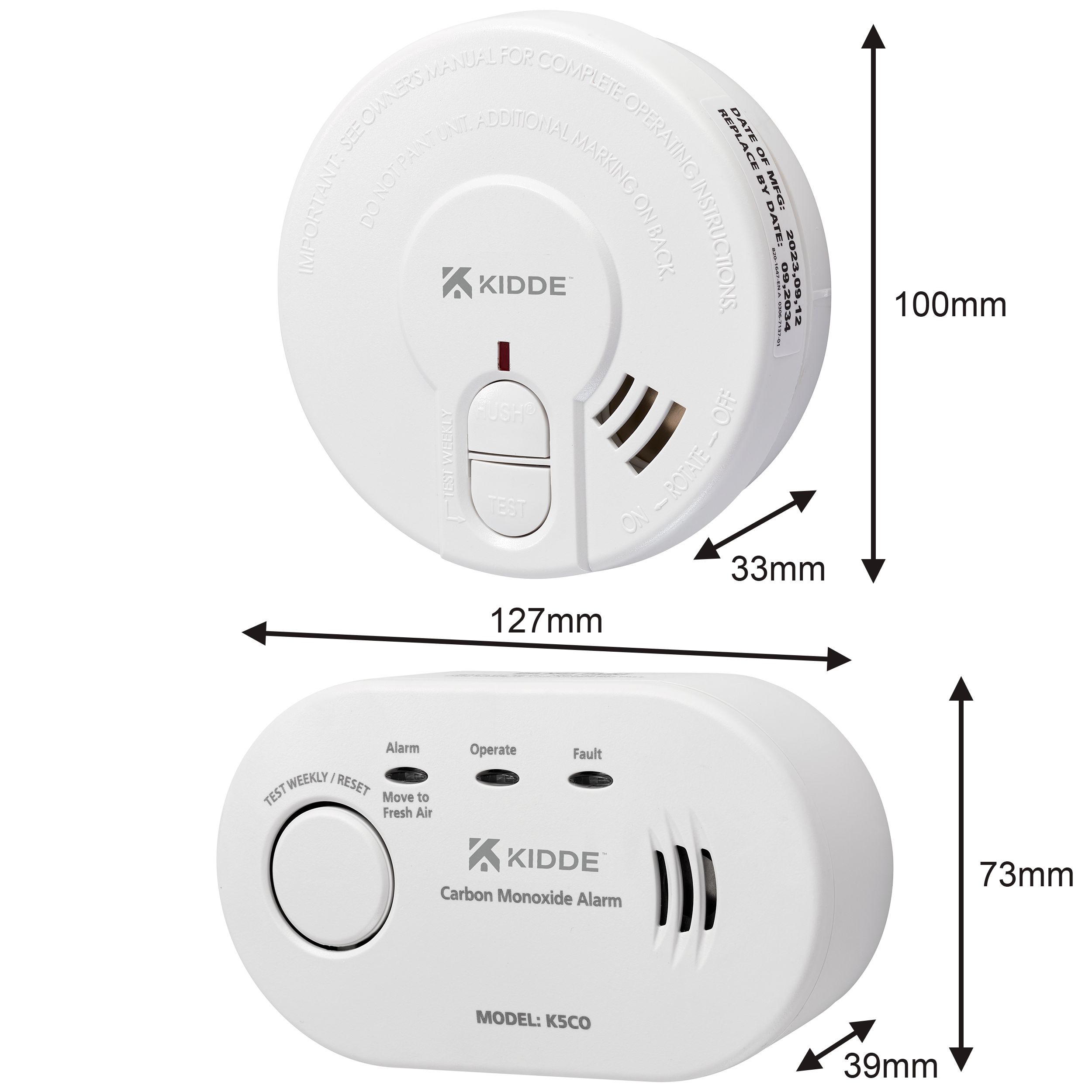 Kidde 29HD / 5CO Standalone Optical & electro-chemical Smoke & carbon monoxide Alarm with Replaceable battery - 3